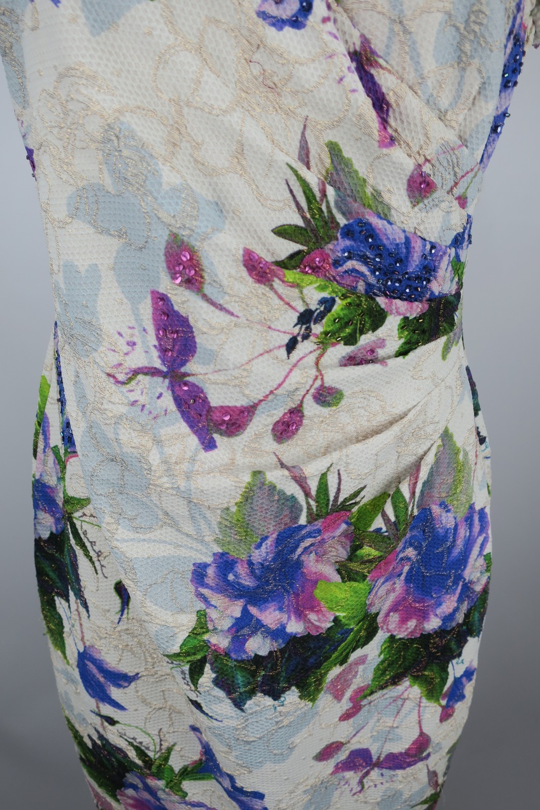 Adrianna Papell Gatsby Party Retro Colorful Floral Dress Wiggle Evening EUC sz 4