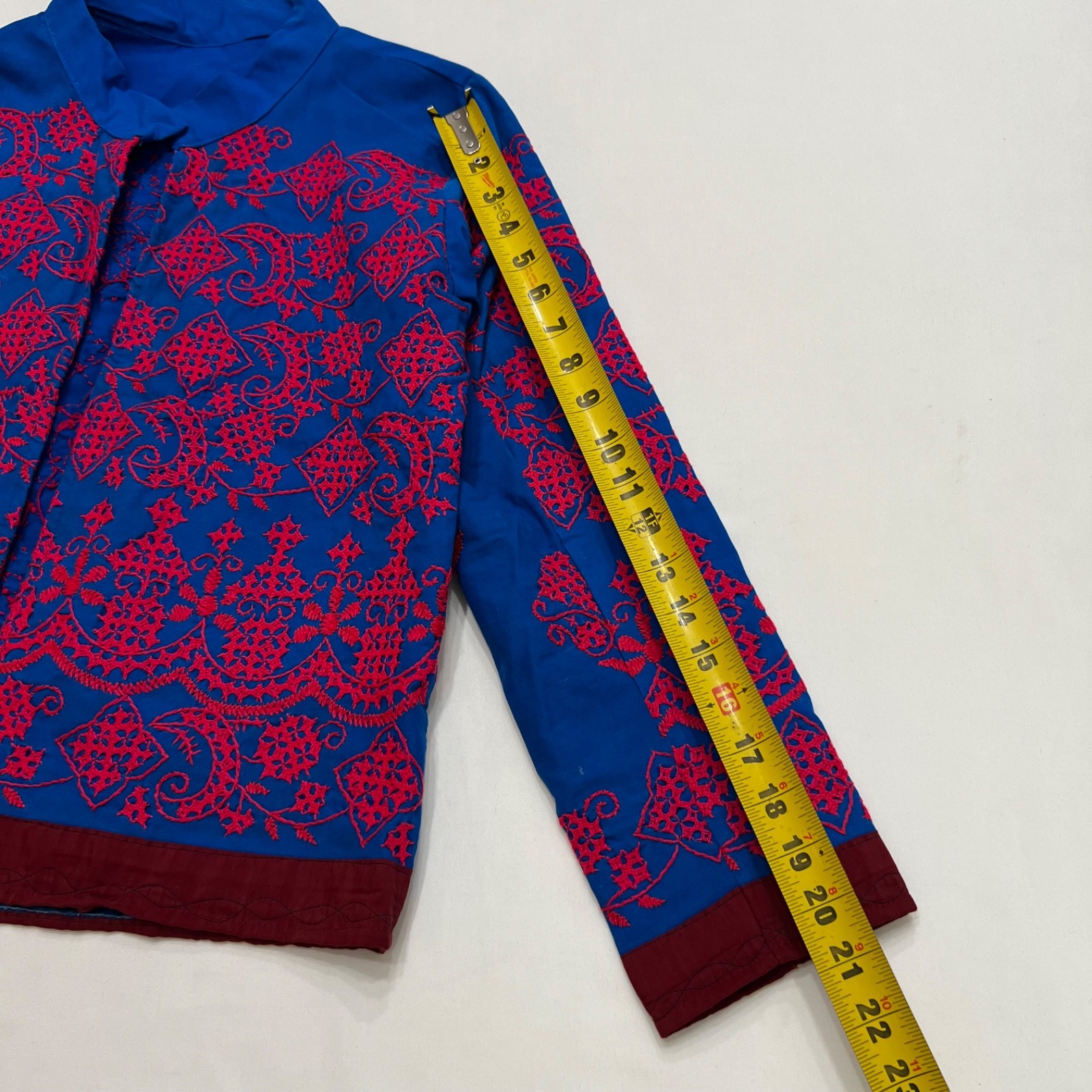 Vintage Embroidered Boho Open Front Jacket Sz Small Colorful Statement Piece