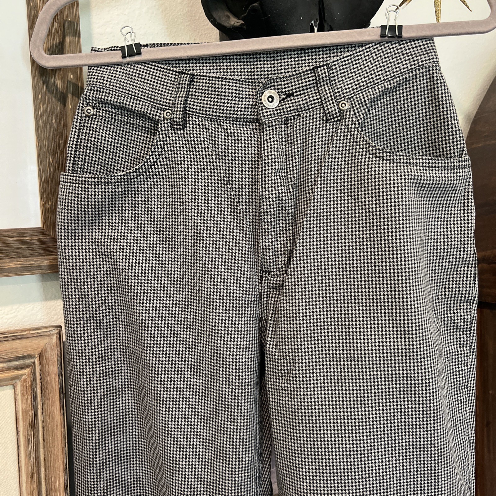 Vintage Liz Claiborne Houndstooth Pants Hipster 90s Curvy Holidays Trouser Sz 4