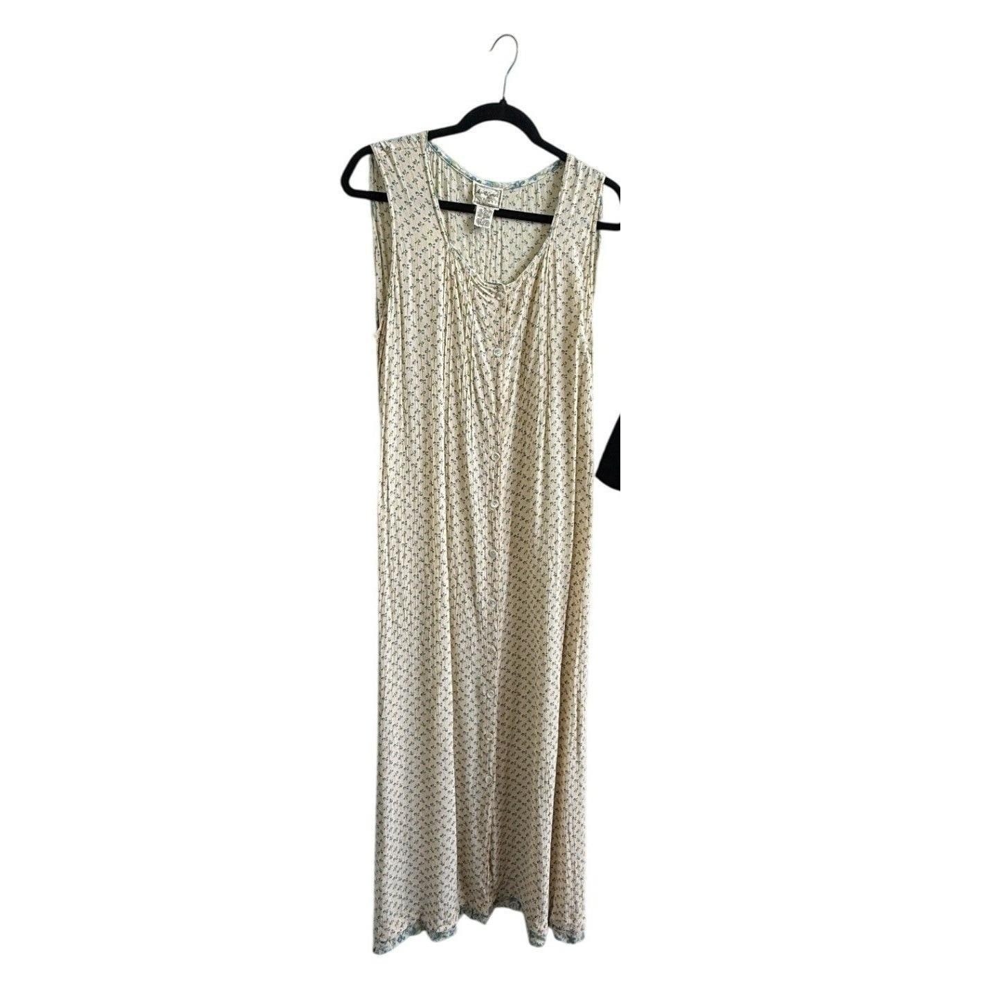 VTG April Cornell Floral Crinkle Rayon Maxi Dress XL Prairie Romantic Lagenlook