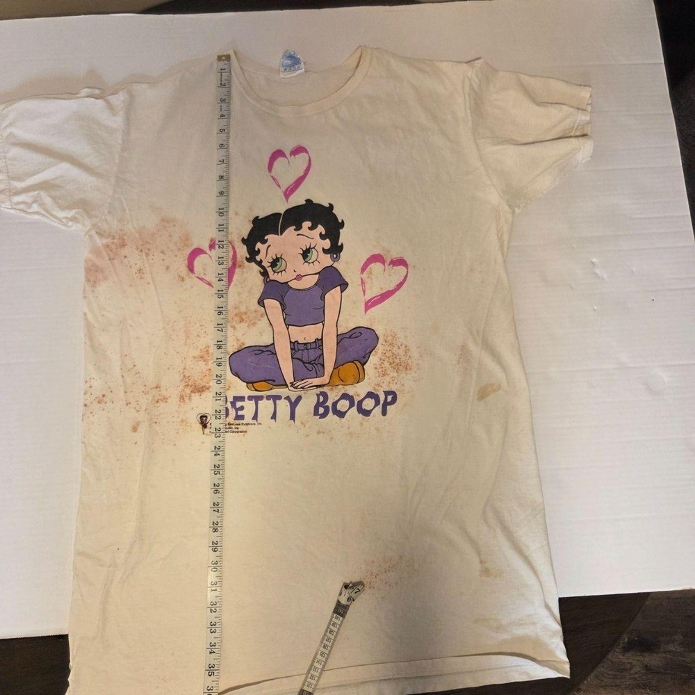 Vintage 1995 Betty Boop Hanes Her Way Graphic T-Shirt White Distressed 90s XL