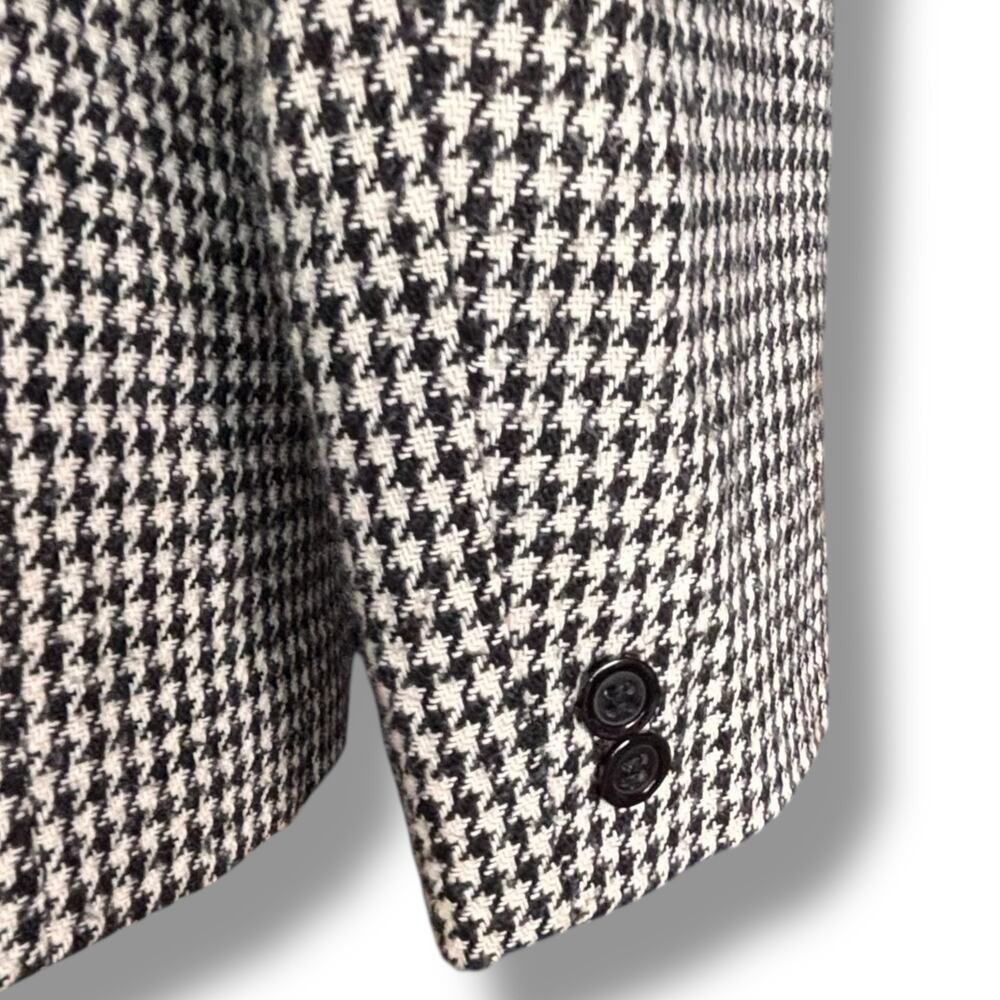 Vintage 80s Dumas Black White Houndstooth Wool Blazer USA Union Made Medium