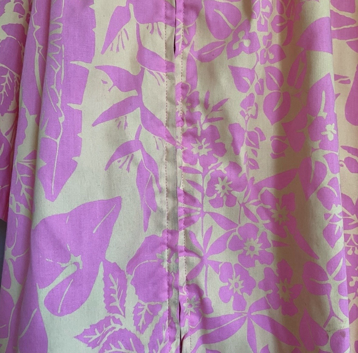 Vintage Ruth Clarage Large Floral Pink Print Mumu House Dress Boho Hand Printed