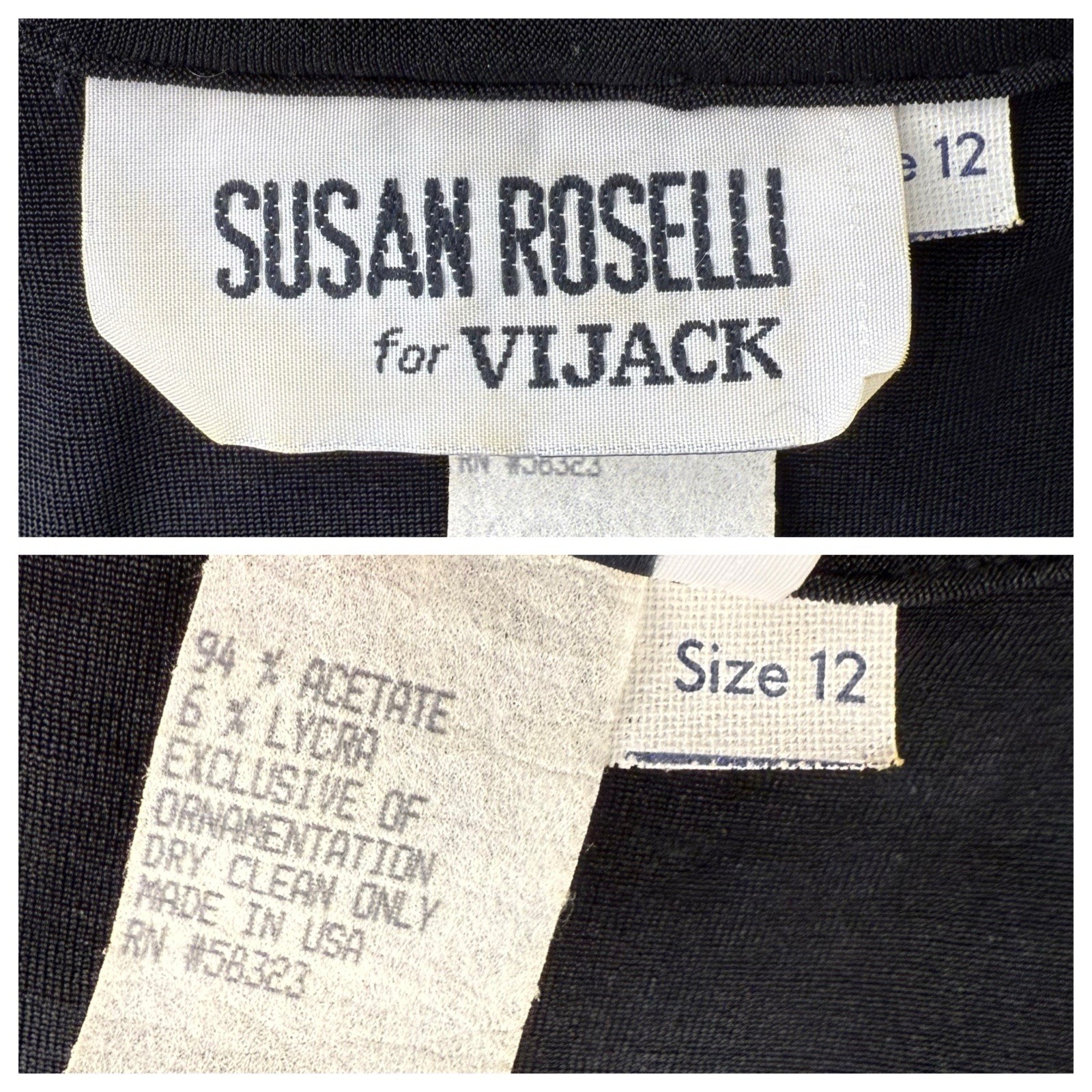 Vintage 1980s Gown~Susan Roselli Vijack Drape Rhinestone Stretch Dress Sexy 12/L