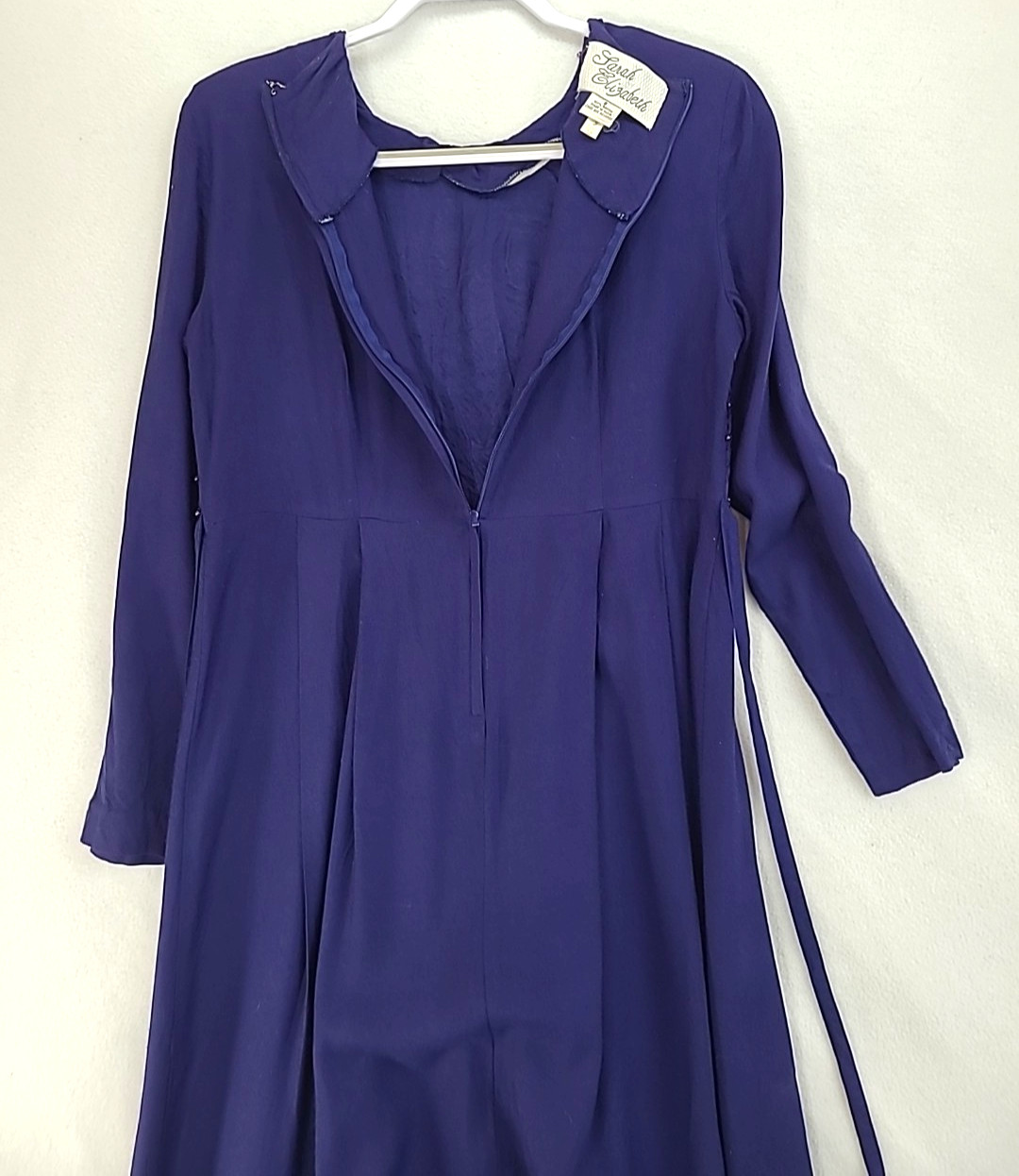 Vtg long Sleeve Floor Length Blue Dress Featuring Beaded Embellishments