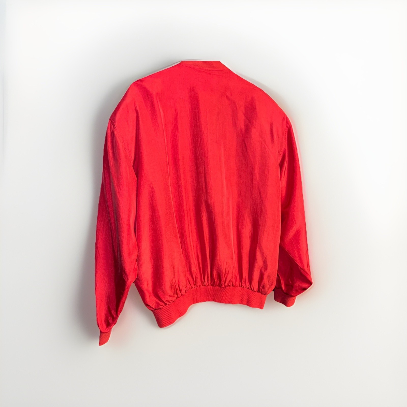 Vintage Y2K YKK Bisbee Women’s Large/XL Silk Bomber Red Zip Up Jacket