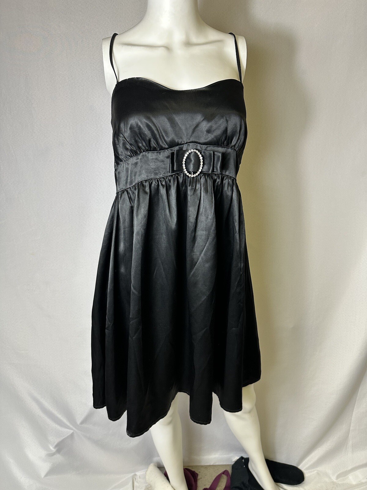 Vintage 80s  Black Slip Dress Extra Small Pit To Pit 14 L 28.5