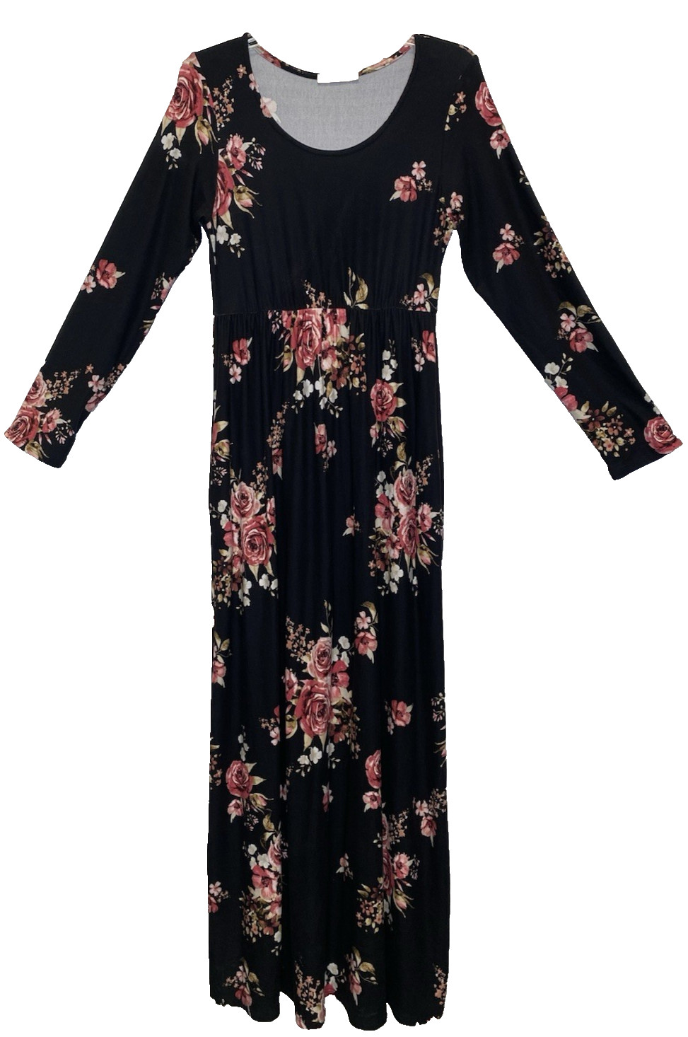 Entro Knit Black with Floral Long Sleeve Full Dress Swing