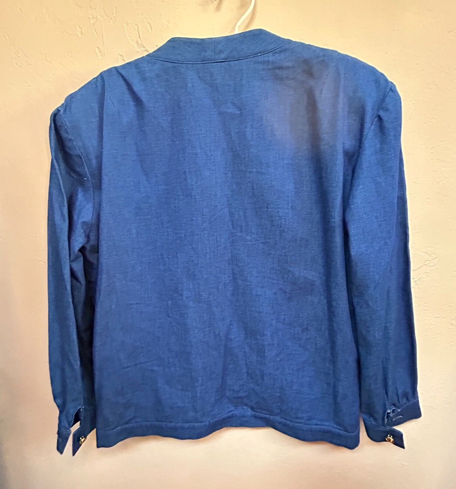 Vintage Three Flaggs California Womens Textured Denim Jacket Size 8 Metal Button
