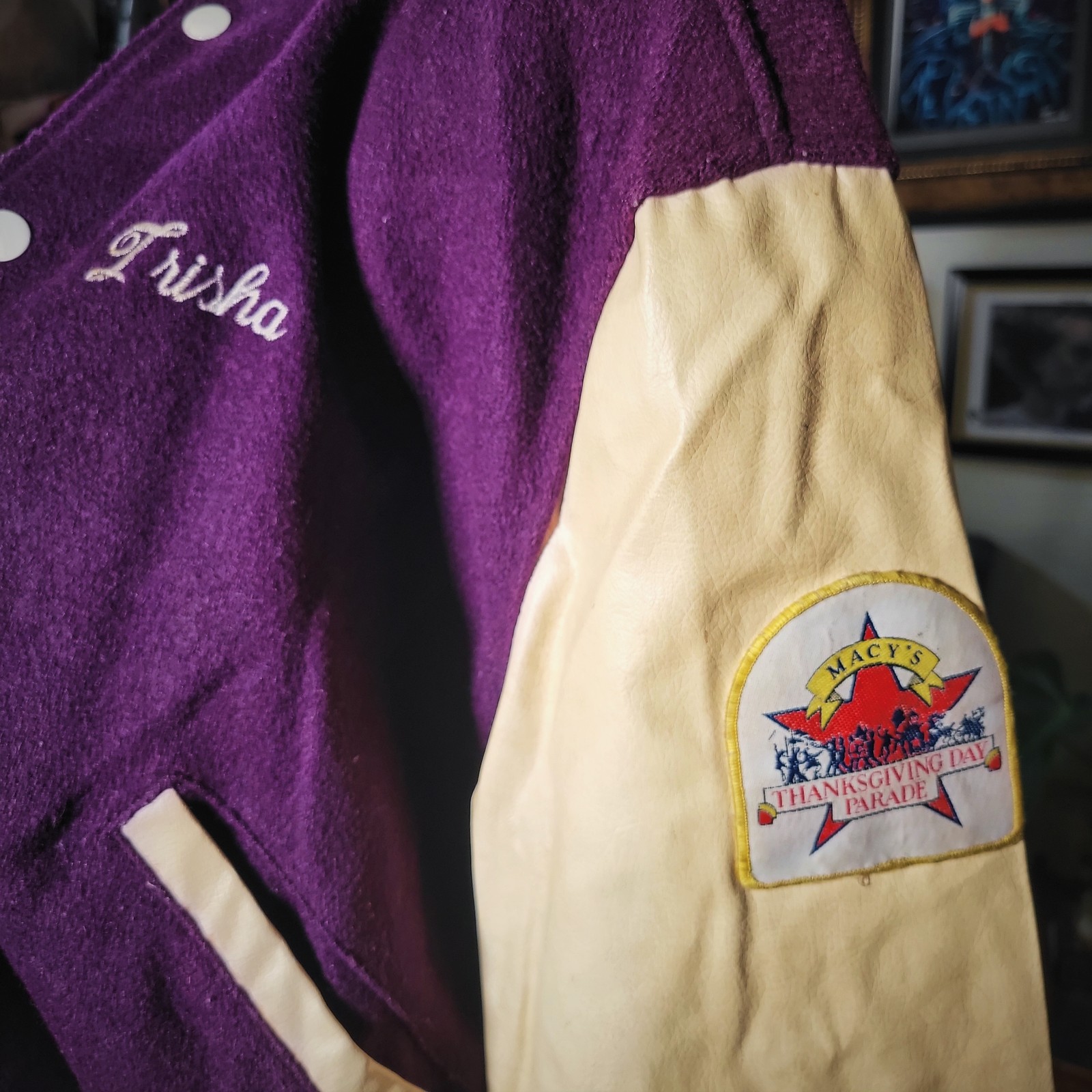 Vintage 90s Butwin Varsity Jacket Purple Leather Macy’s Parade Womens Large