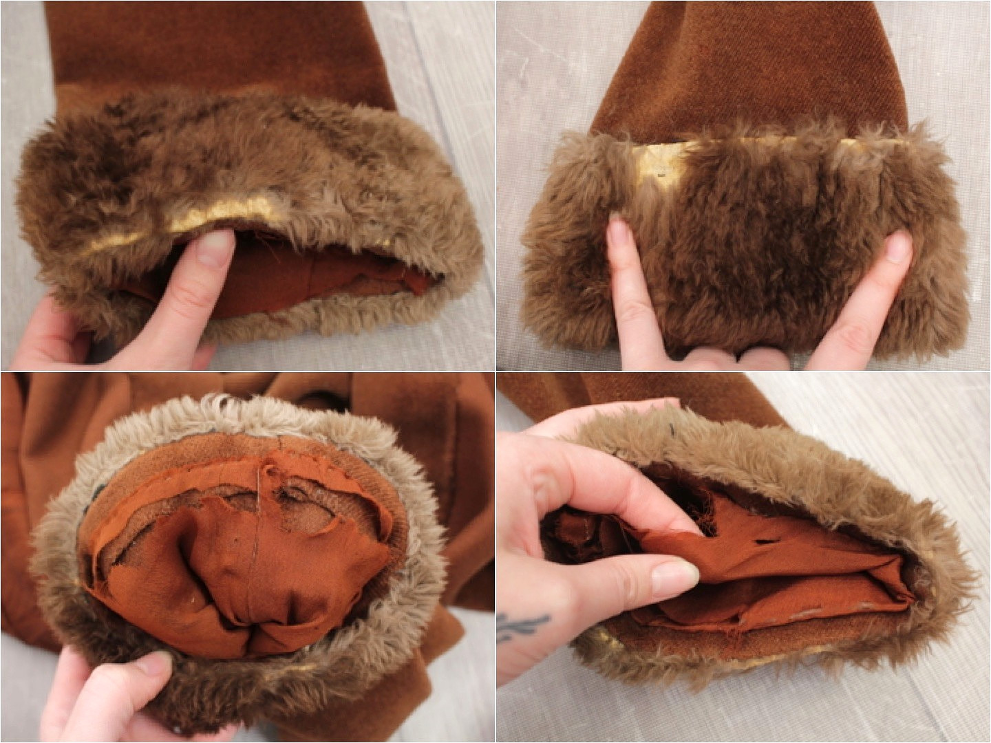VTG Women’s 30s Brown Wool Coat W/ Fur Trim Collar & Sleeve Cuffs Sz M 1930s