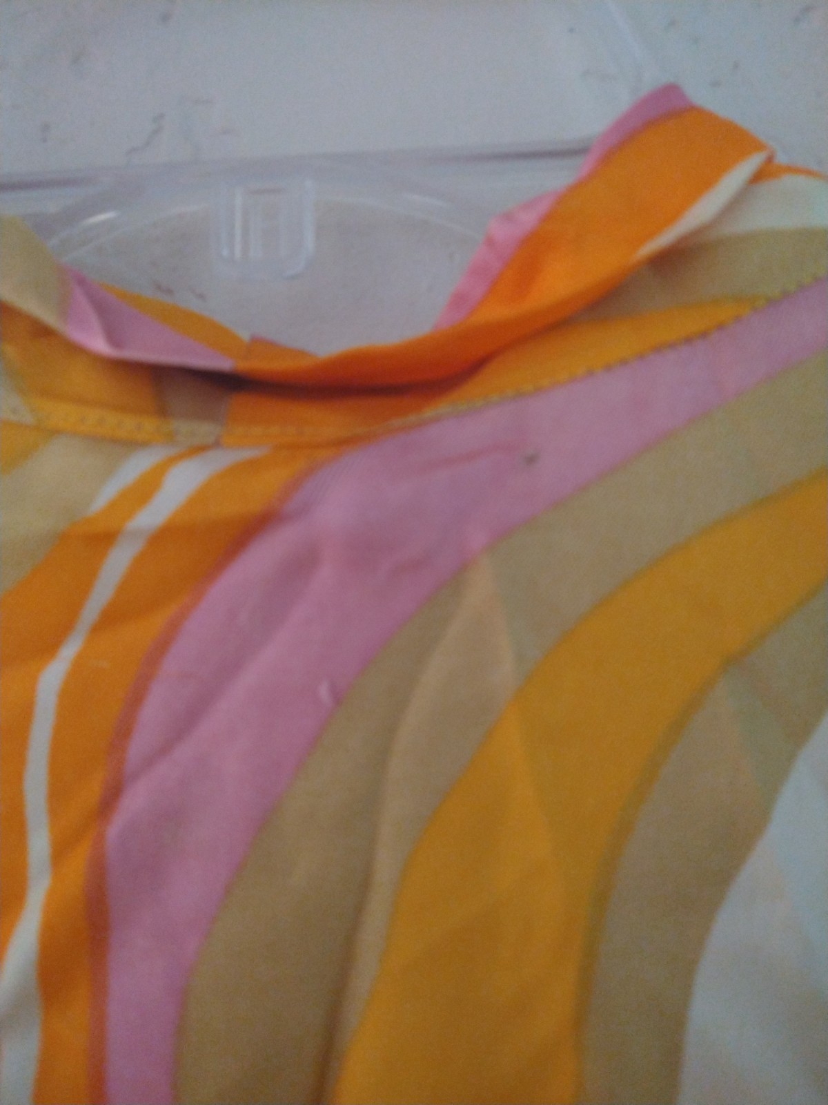 Vtg Handmade 70’s Psychedelic Bow Front Zip Blouse Hippie Disco Art Pinholes Run