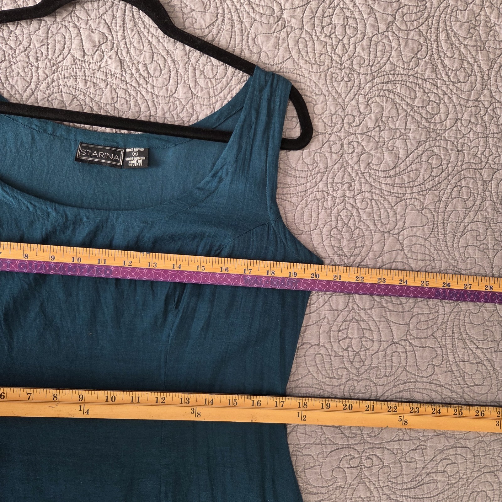 Vtg 90s Starina Medium Dress Shift Sheath Teal Maxi Fairy Grunge Renaissance