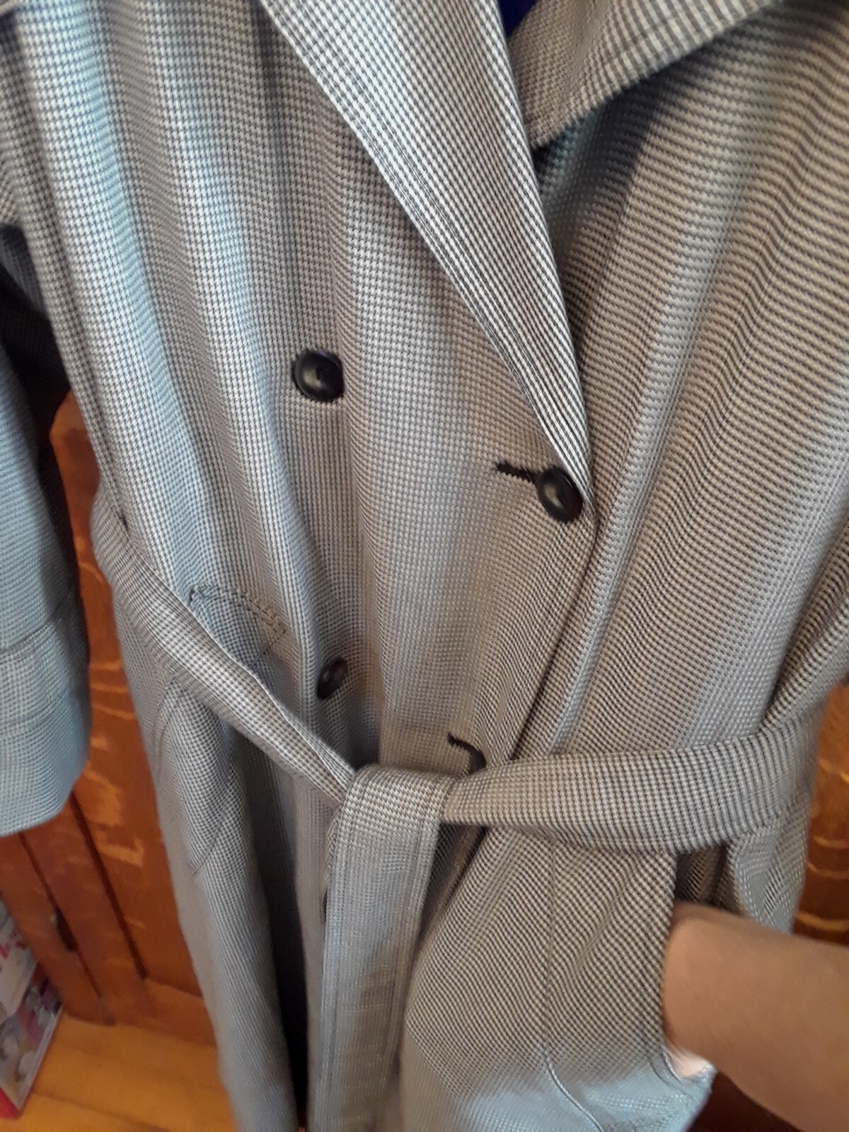 Vtg. 80s J. Gallery Midi Black And White Plaid Rain/winter Woman’s Coat Sz.7/8