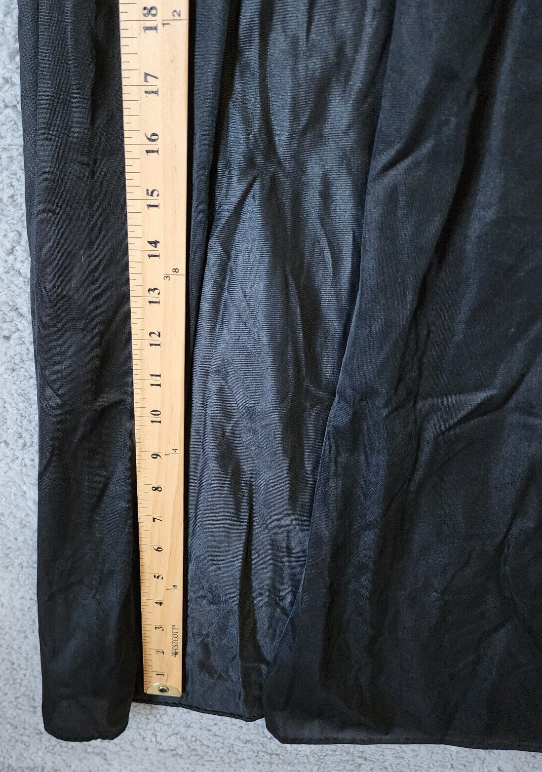 Vtg Joie De Vie Nylon Satin Nightgown Plunging Lace High Slit Sexy Black Petite