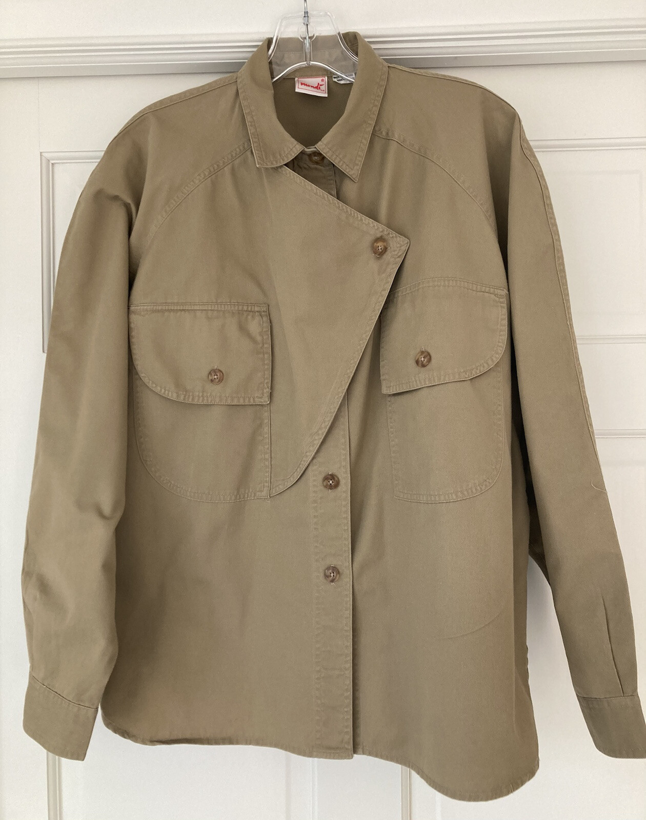 Vintage Mondi Safari Style Cotton Blouse Tan Size 40