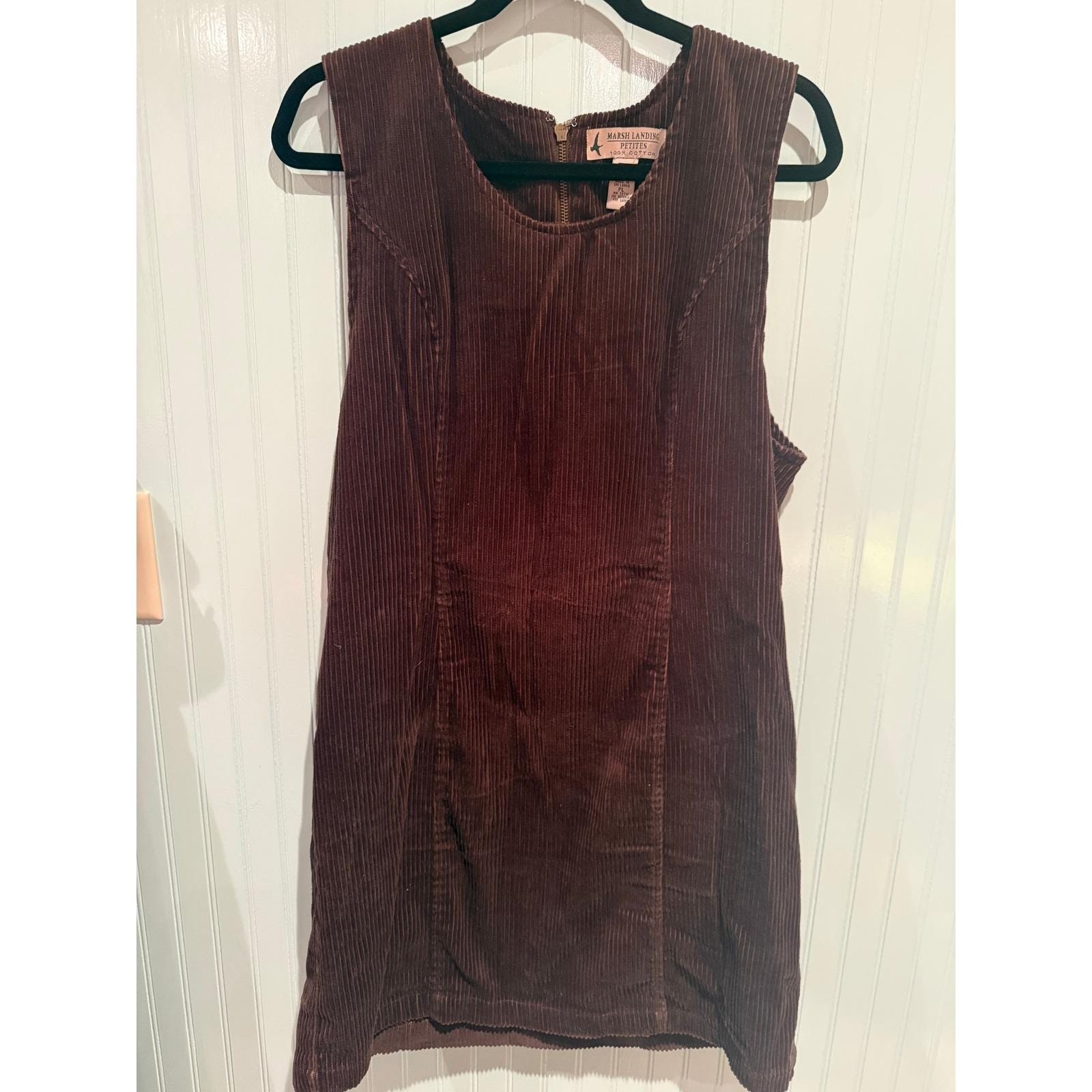 Vintage Corduroy Jumper Dark Chocolate P-L 100% Cotton Lagenlook Minimalist