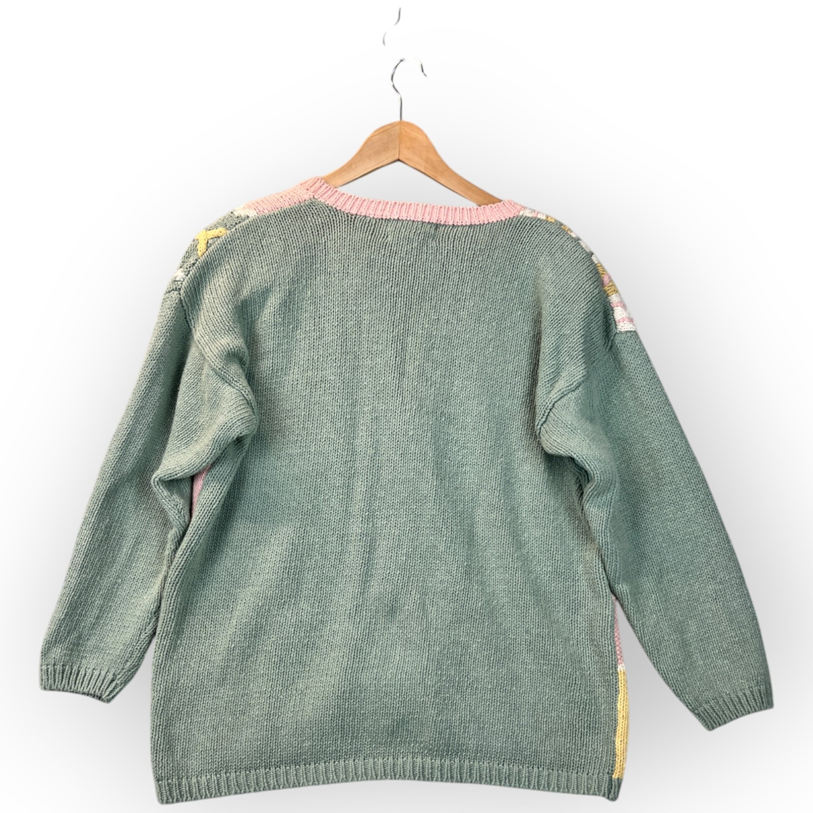 Cervelle Women Patchwork Sweater Cable Knit Large Embroidered Grannycore Vintage