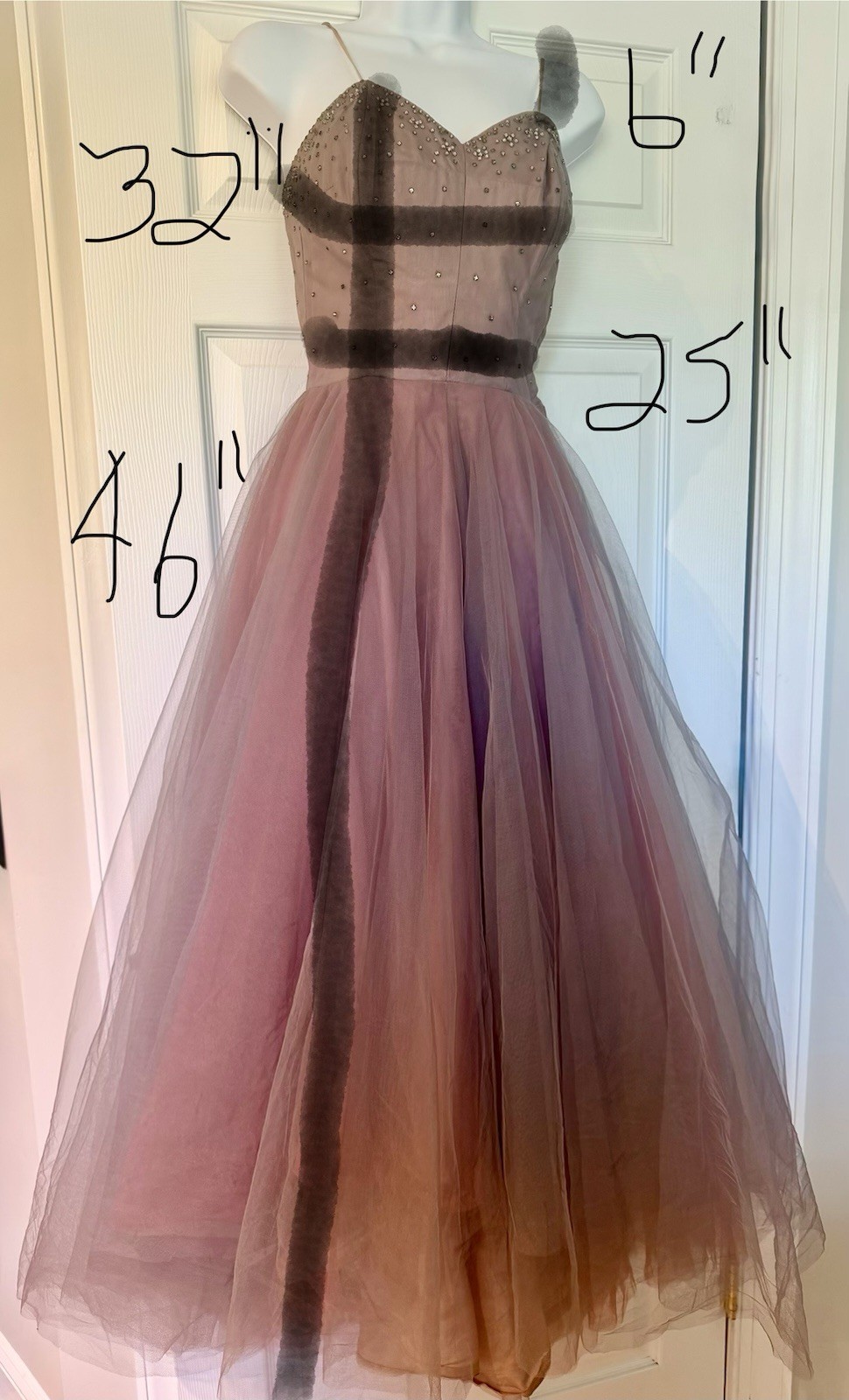 Romantic Custom Vintage Rhinestone Tulle Dusty Rose Evening Party Dress