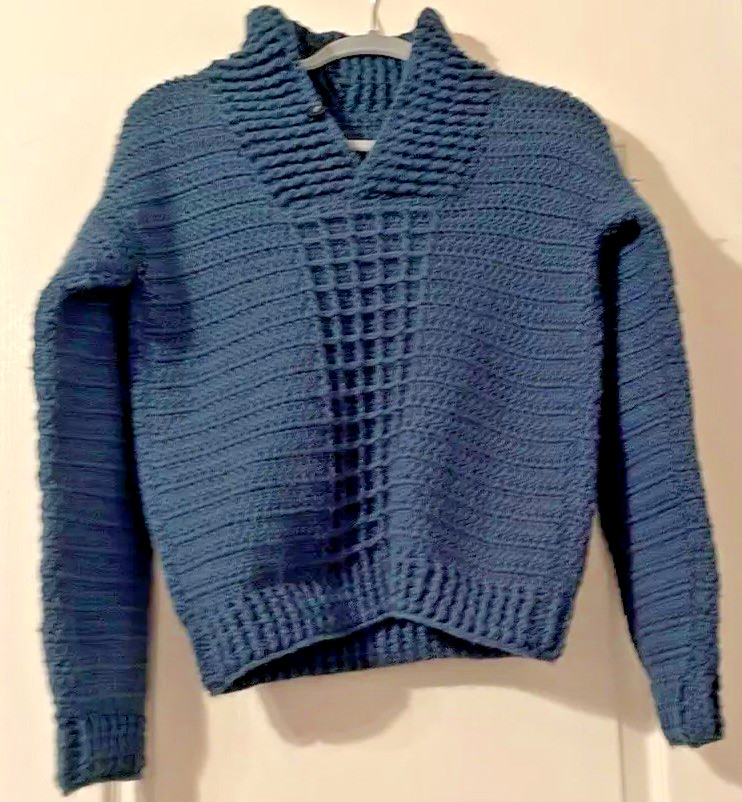 Handmade Turquoise Crochet Sweater for Youth Kids or Teen size XS unisex