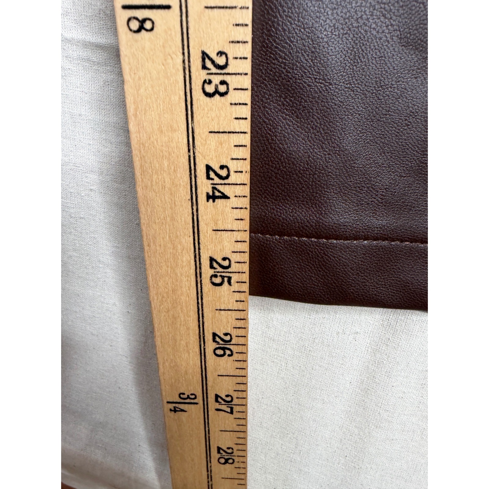 Abercrombie & Fitch Curve Love Vegan Leather 90’s Straight Pants size 4/27 Brown