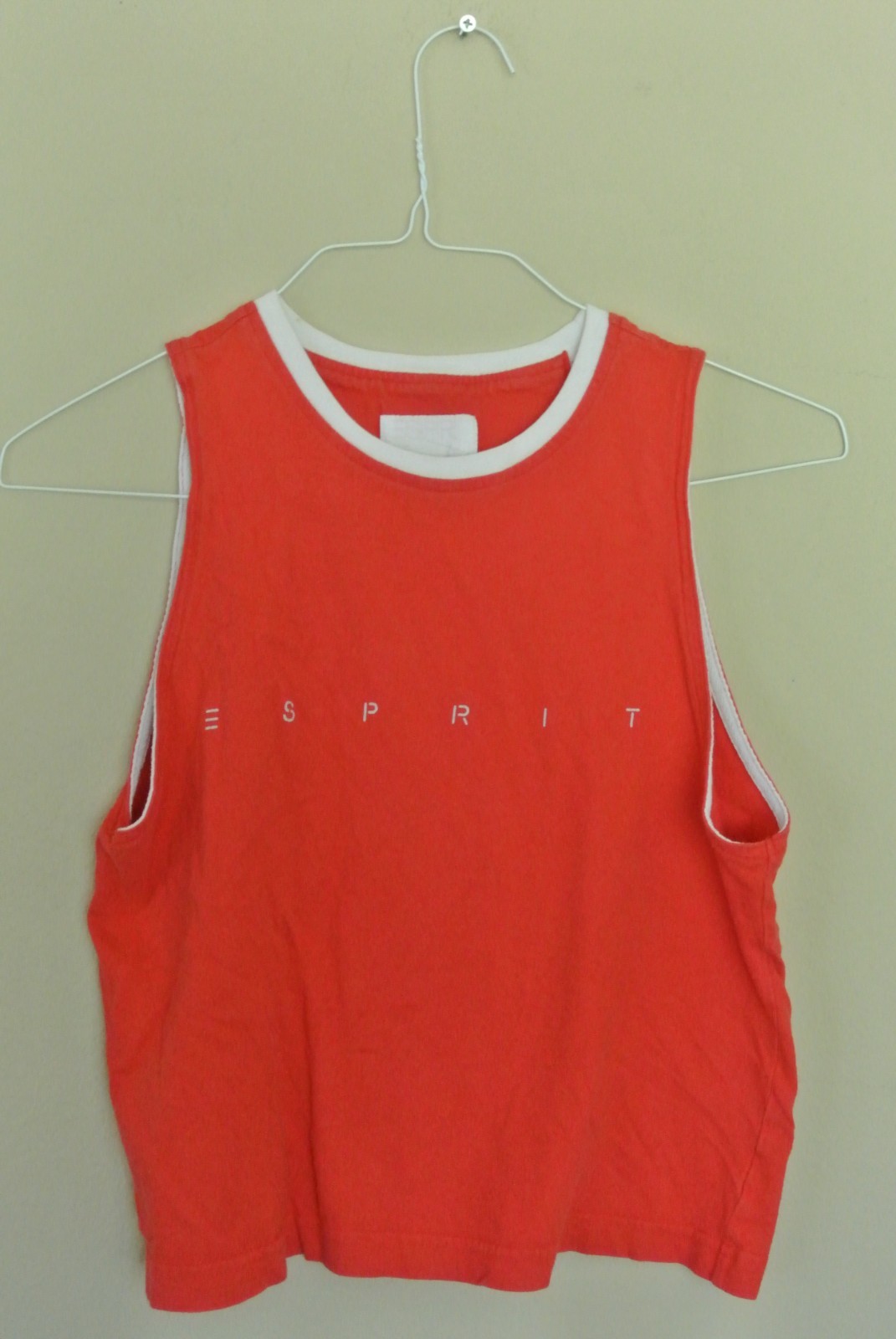 Vintage ESPRIT Red White Trim Womens Crop Tank Top