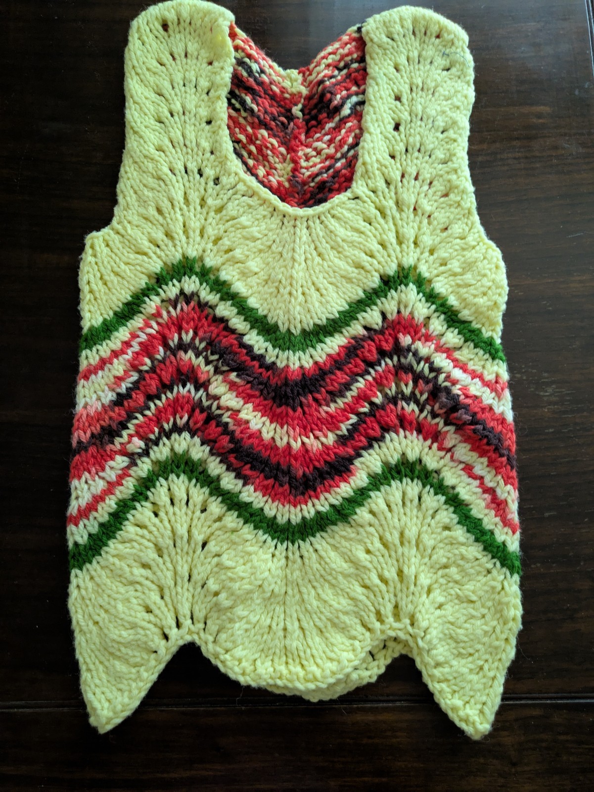 Handmade Crocheted Acrylic Vest Boho 70s Country Ski