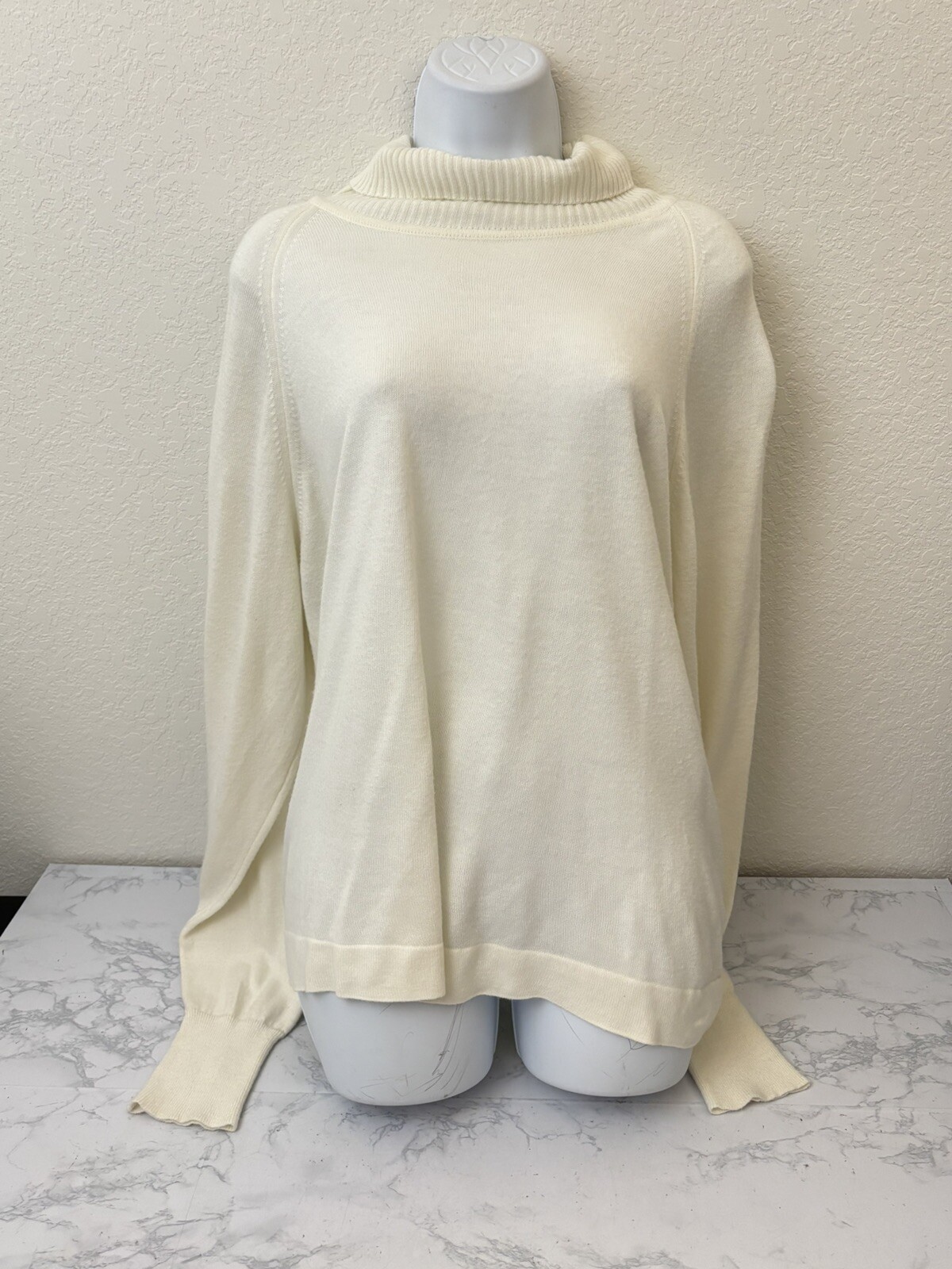 VTG Royal Jeff Long Sleeve Cowl Neck Sweater Top Women’s L Ivory Knit Acrylic F