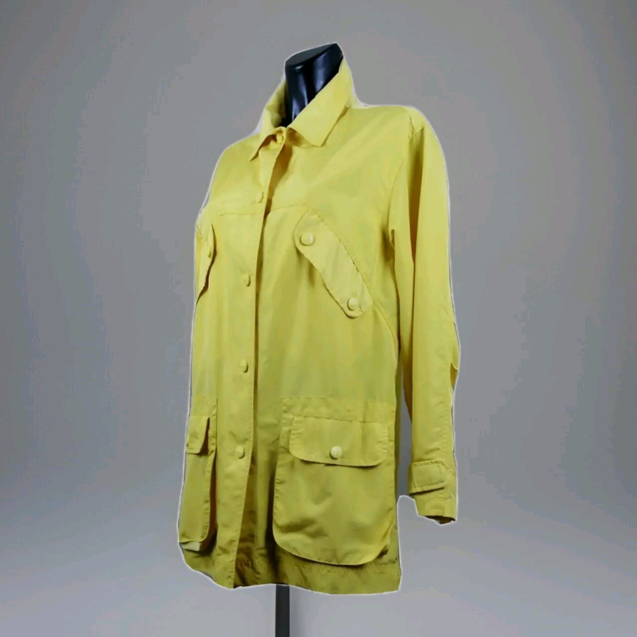 Vintage KRIZIA JEANS Woman Overcoat 2/4 Purely 80 Rubberized Yellow Microfiber40
