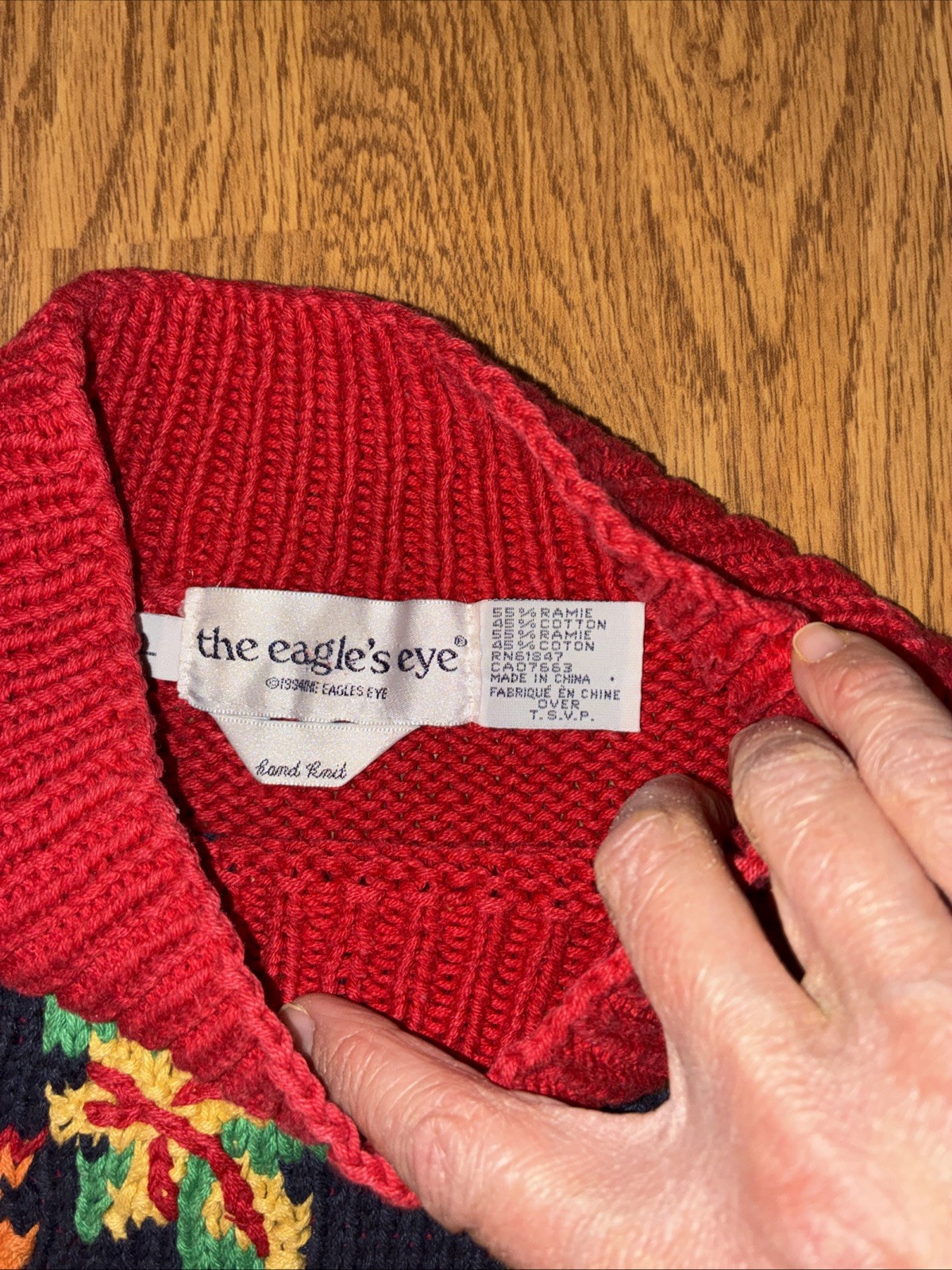 The Eagle’s Eye Vintage Hand Knit Duck Sweater Large Rainy Day Grandma Cottage