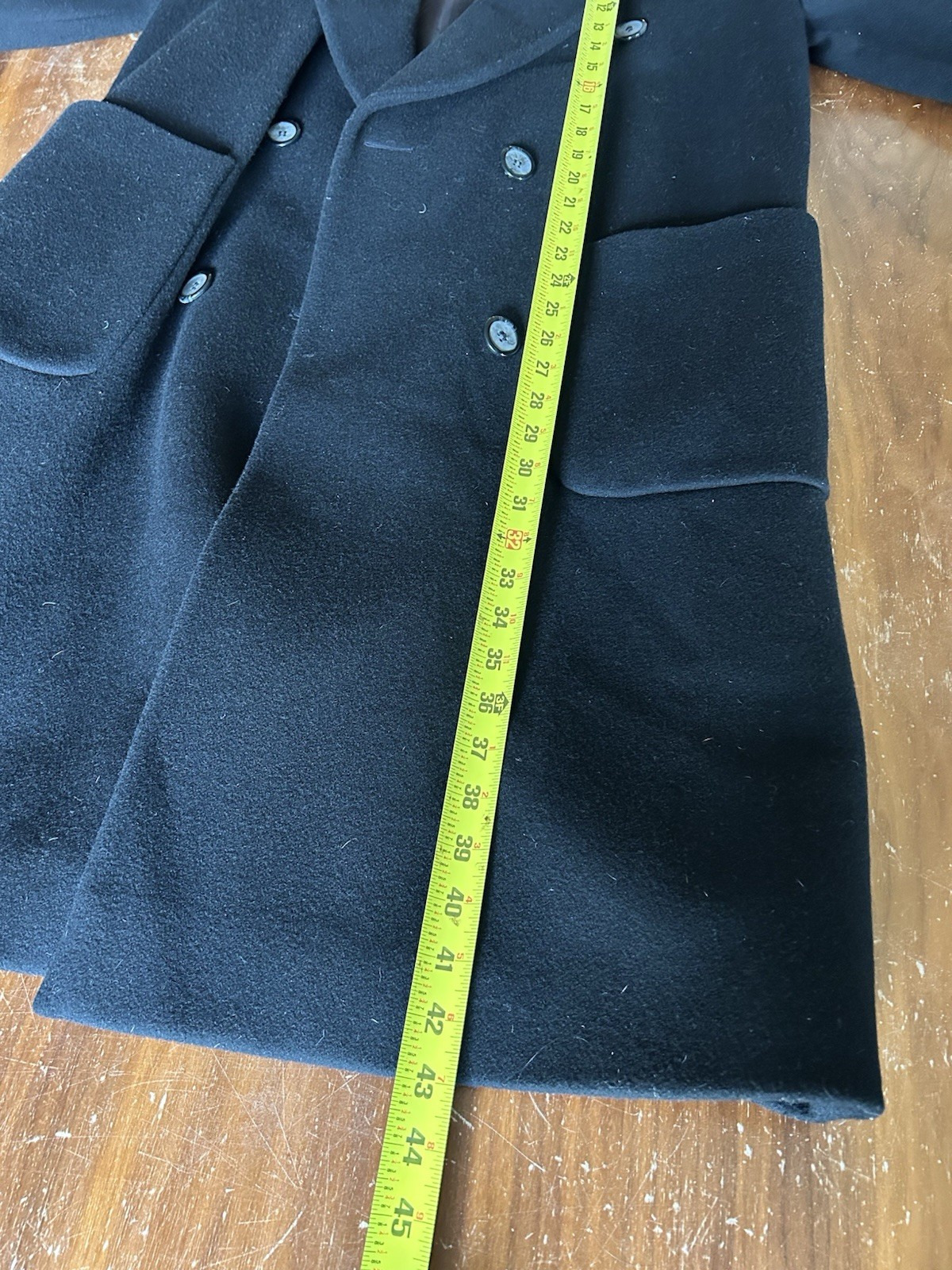 Vintage Anne Klein II Black Wool Coat Women M Long Double Breasted Classic USA