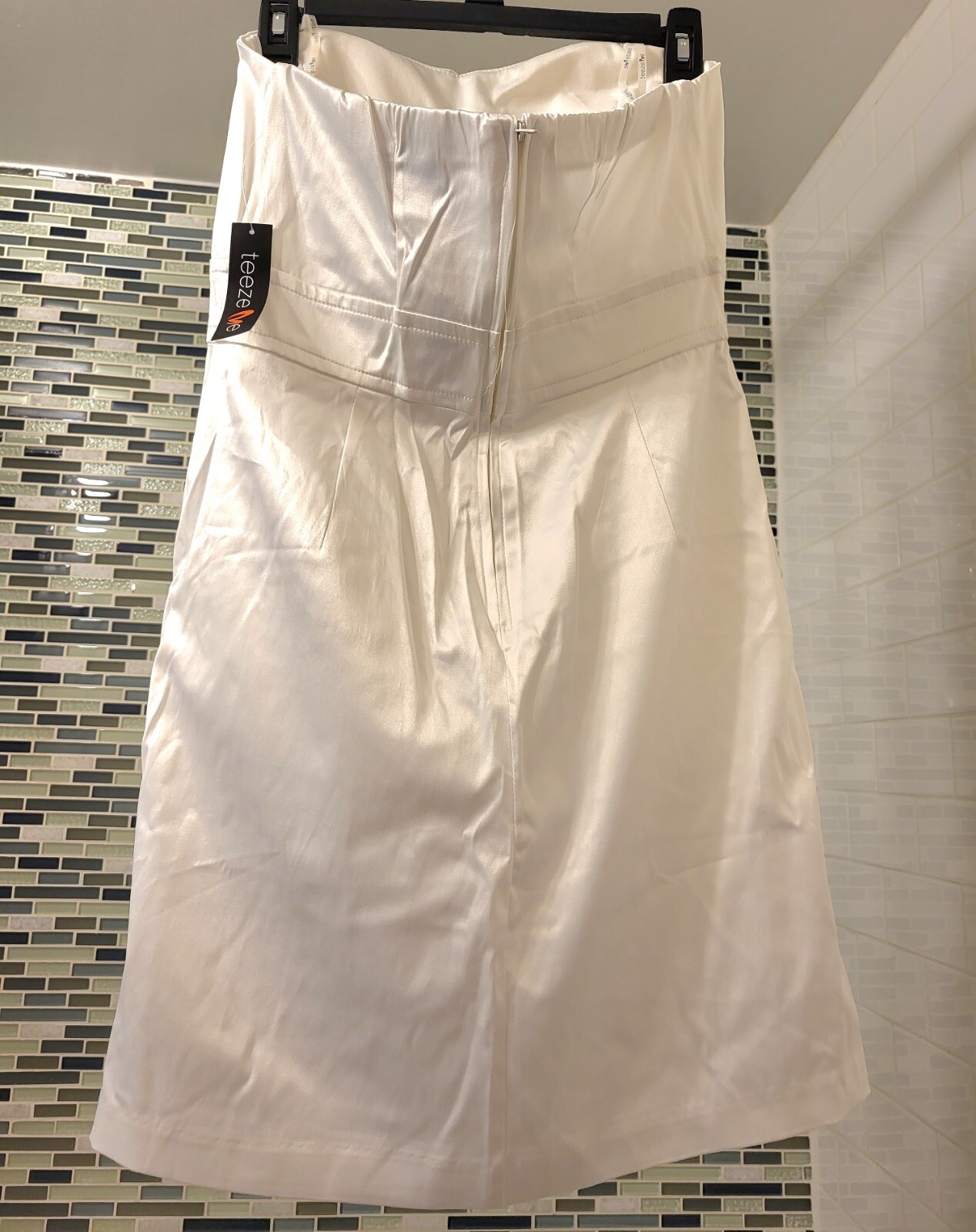 VTG 90s IVORY STRAPLESS PARTY DRESS Pockets Bow NEW WITH TAGS + FREE SHIPPING!