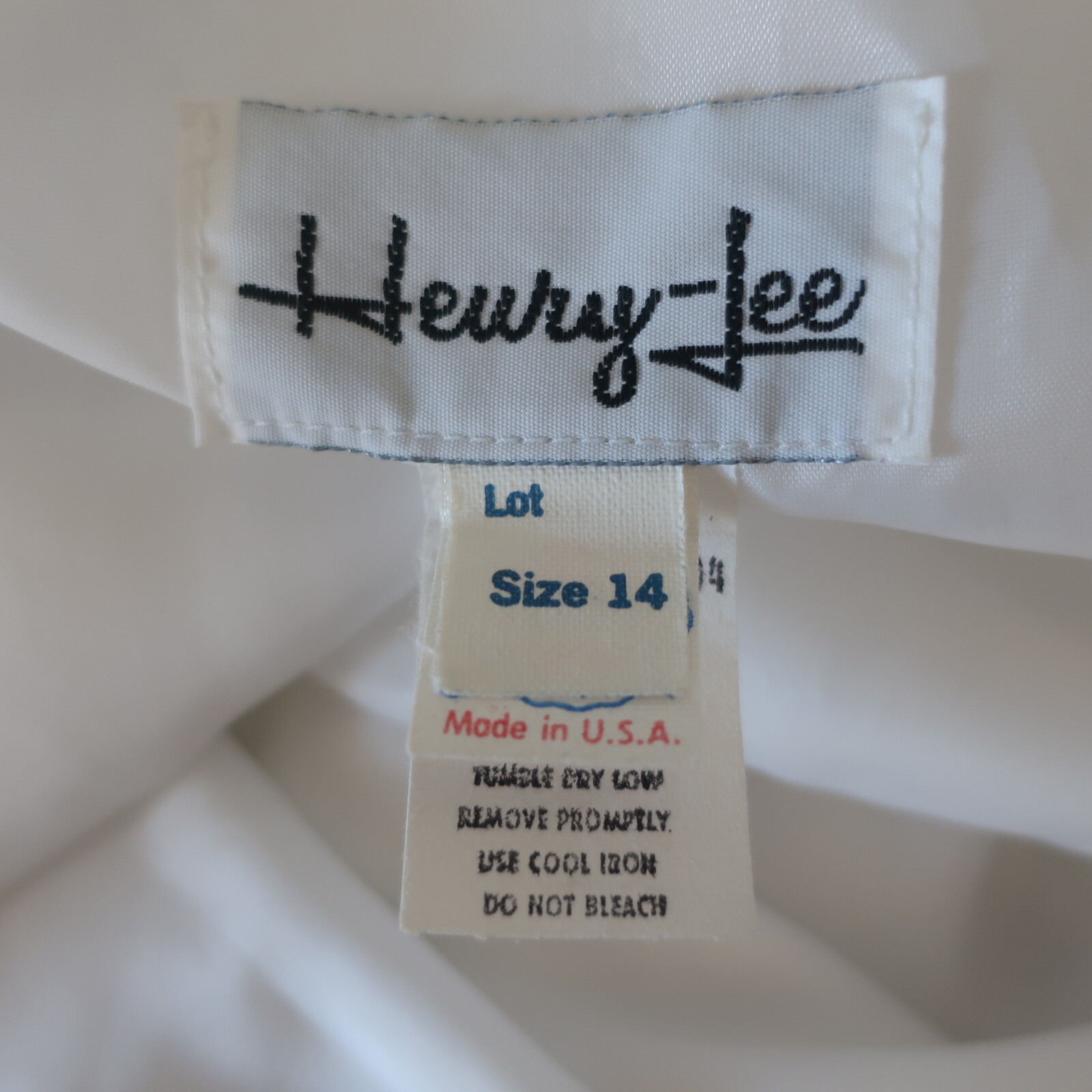 VTG 60s 70s Henry Lee ILGWU Solid White Career Secretary Geek Belted Dress Sz 14