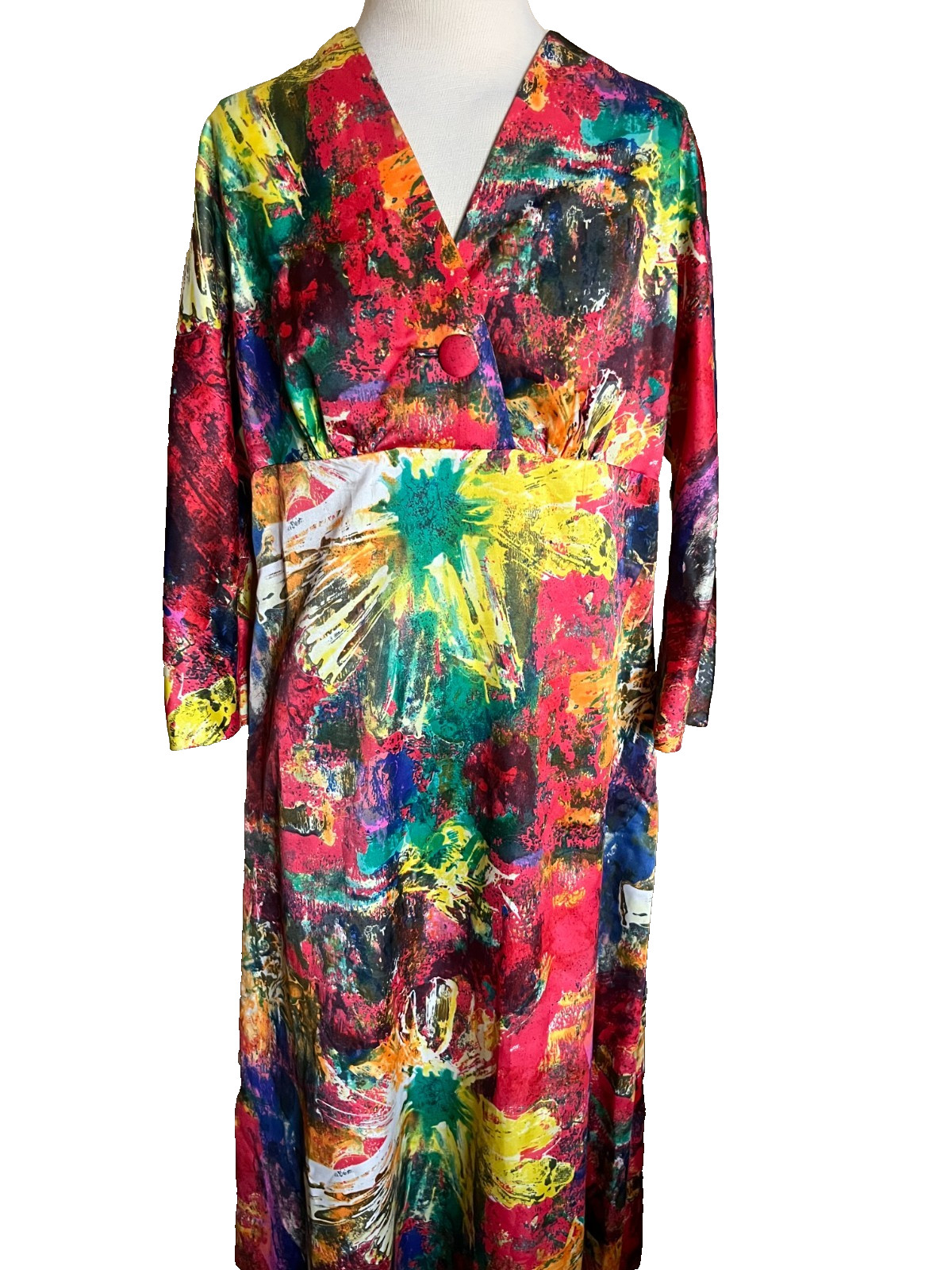 Tori Richard Honolulu Hawaiian Dress Vintage Maxi Hong Kong Colorful Size M/L
