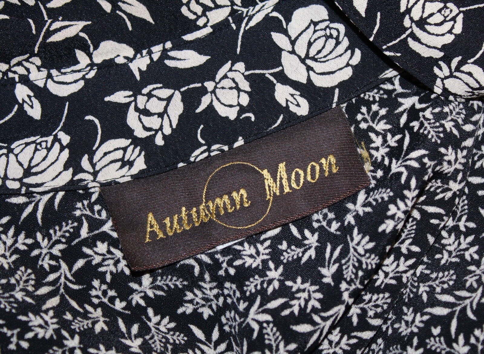 Autumn Moon 80s 90s OS S M 4 6 8 10 Vtg Boho Rayon Hippie Rose Long Full Dress