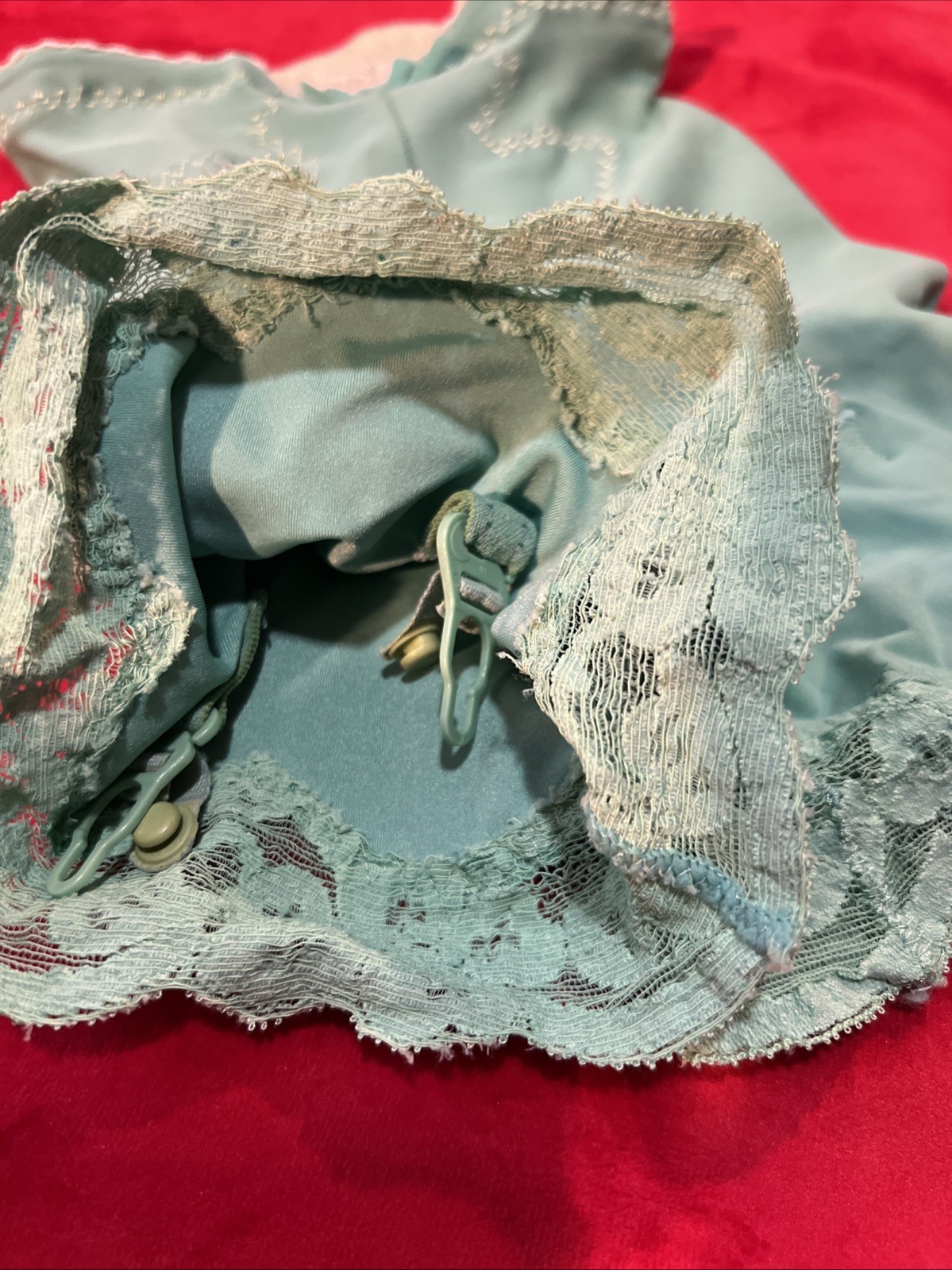 Vtg 60’s Hollywood Vassarette Pettipants Panty Girdle Lace Sea Foam Green Small