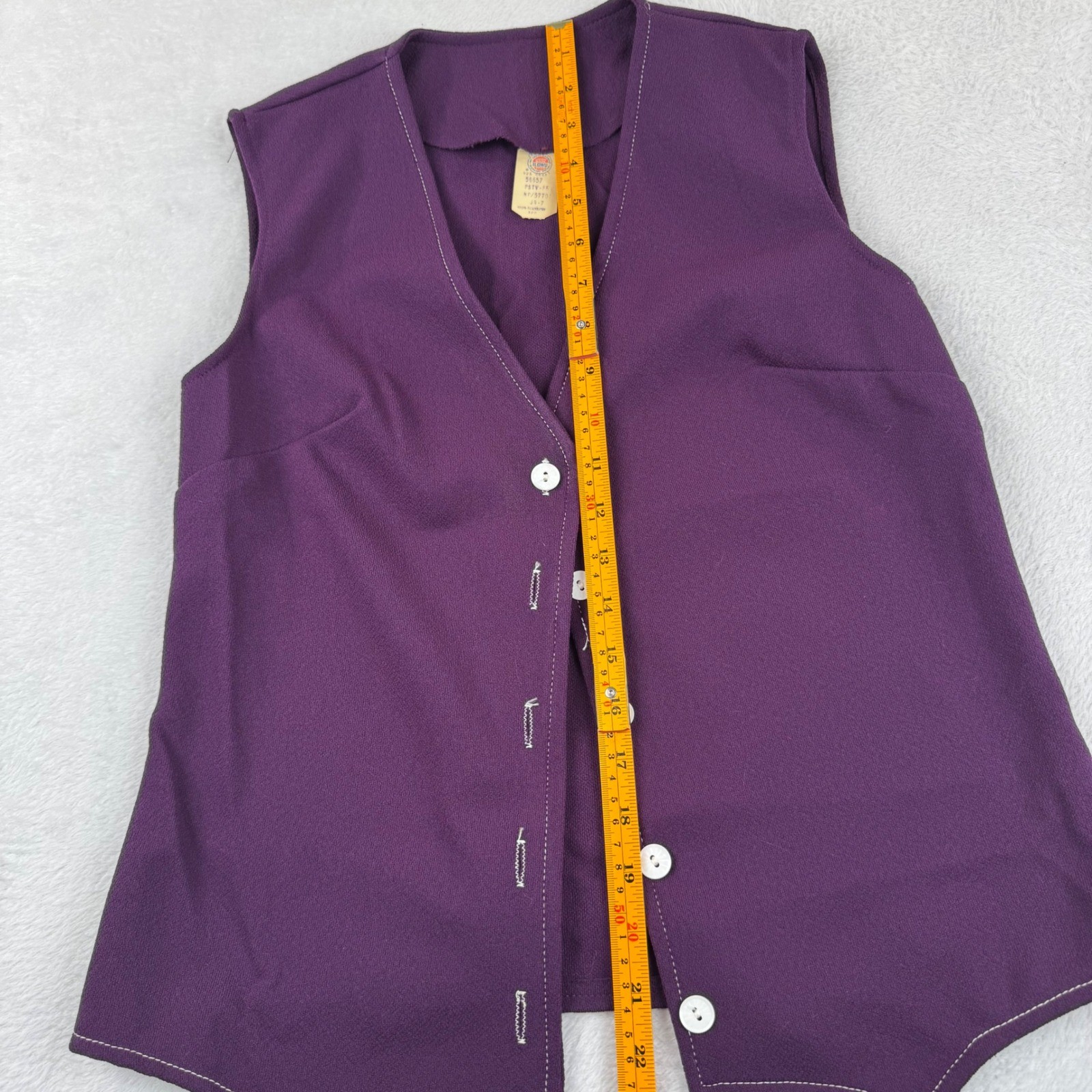 VINTAGE Lady Blair Cardigan Vest Set Womens 7 Purple 70s ILGWU Contrast Stitch