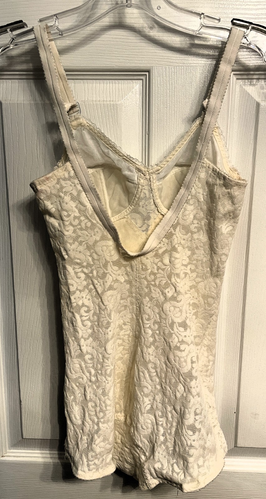 Vtg 1960s/1970s SEARS 34A Shapewear Bodysuit Trim Full Body Shaper Girdle IVORY