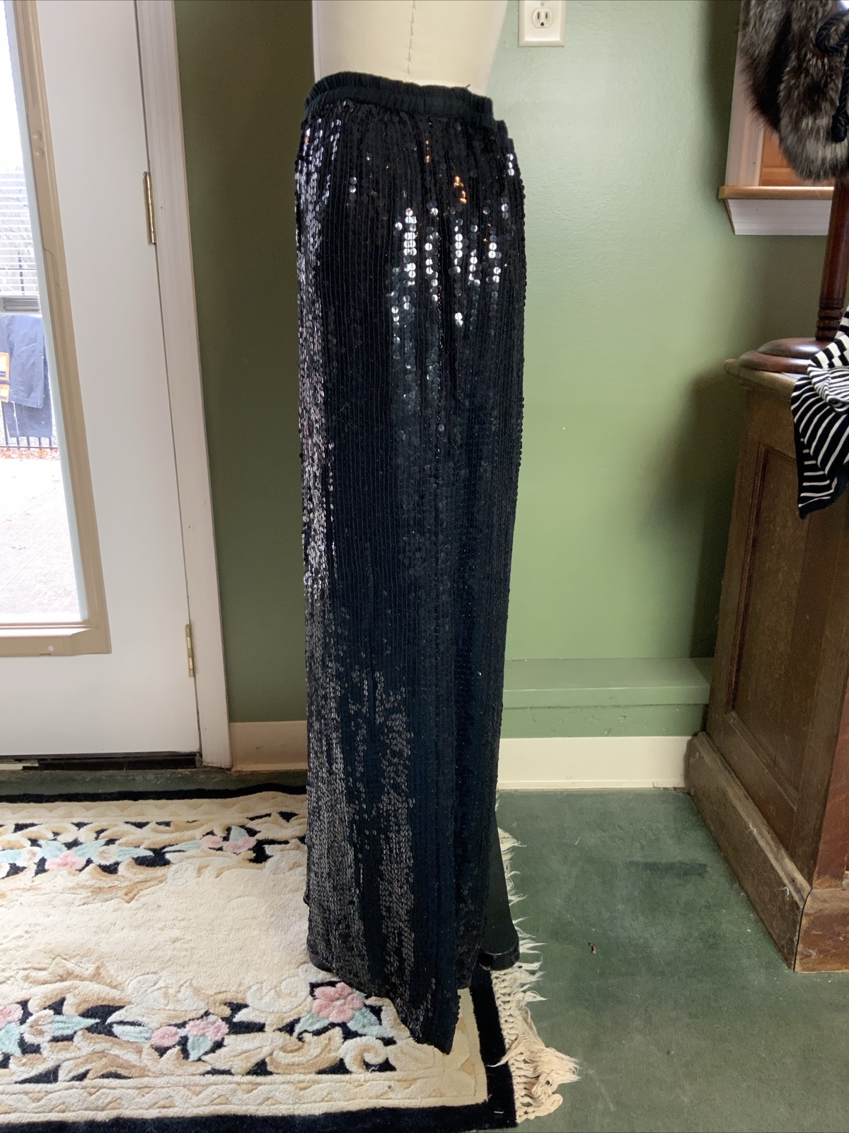 Jean by Joseph Le Bon Vintage Sequined Beaded Evening Palazzo Pants Sz M ￼￼