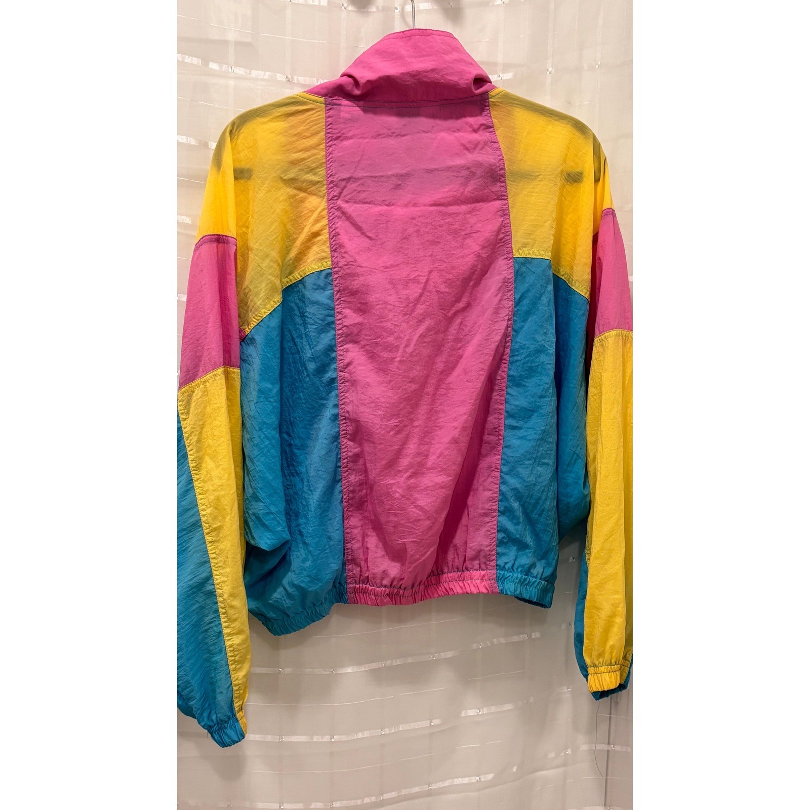Vintage Pro Spirit Colorblock Windbreaker Jacket Pink Yellow Blue Large 80s 90s