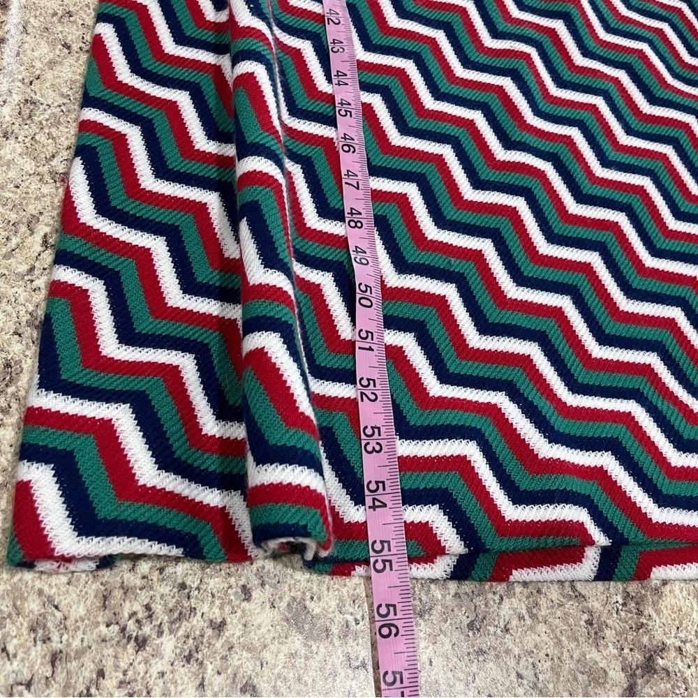 Vintage 1970s Aristo Kat Blue Multicolor Chevron Ribbed Knit Maxi Dress Size 12