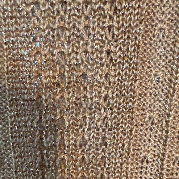 Rochelle California Metallic Knit Top Long Sleeve Pointelle Ribbed Vintage L