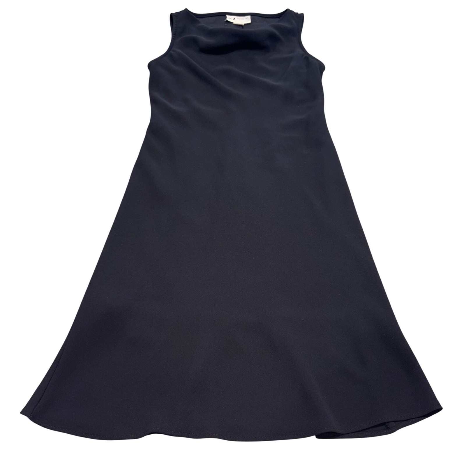 Vintage Cowl Neck Sleeveless Dress Made in USA Women Size 8 Black SL Fashions
