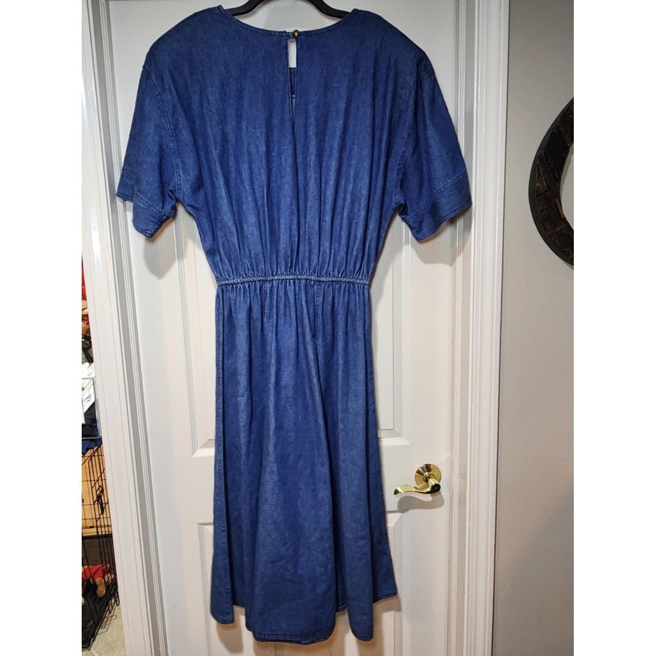 Vintage Spencer Alexis Retro 80s Indigo Denim Midi Dress Classic Made in USA