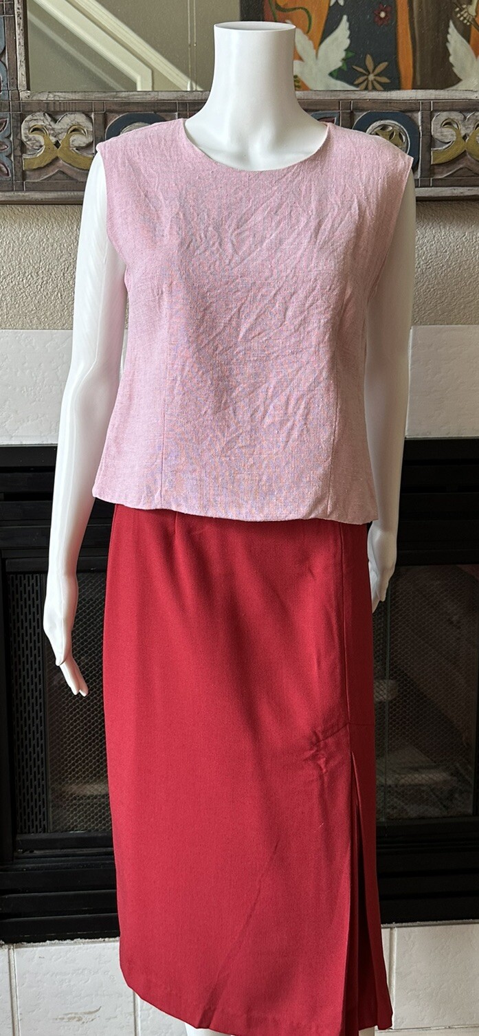 Vintage You Babes Red Skirt W/ Front Slit Juniors Size 9 Waist 26” Hips 36”