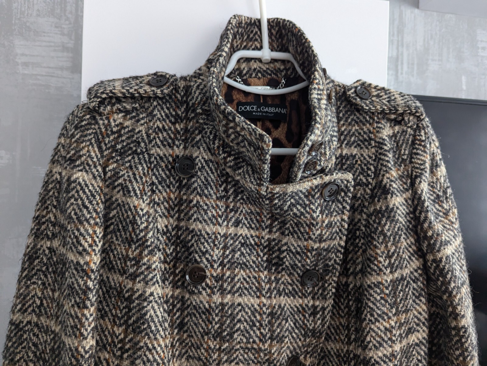 Dolce & Gabbana Wool Mohair Alpaca Short Coat Collar Double-Breasted Jacket 40 S