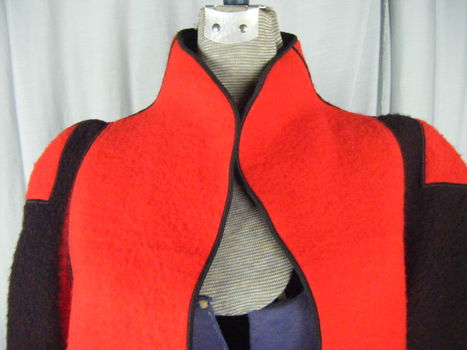 MRS H WINTER Rare Vtg Red/Black Avant Garde HUDSON BAY Blanket Coat- sz 10/M