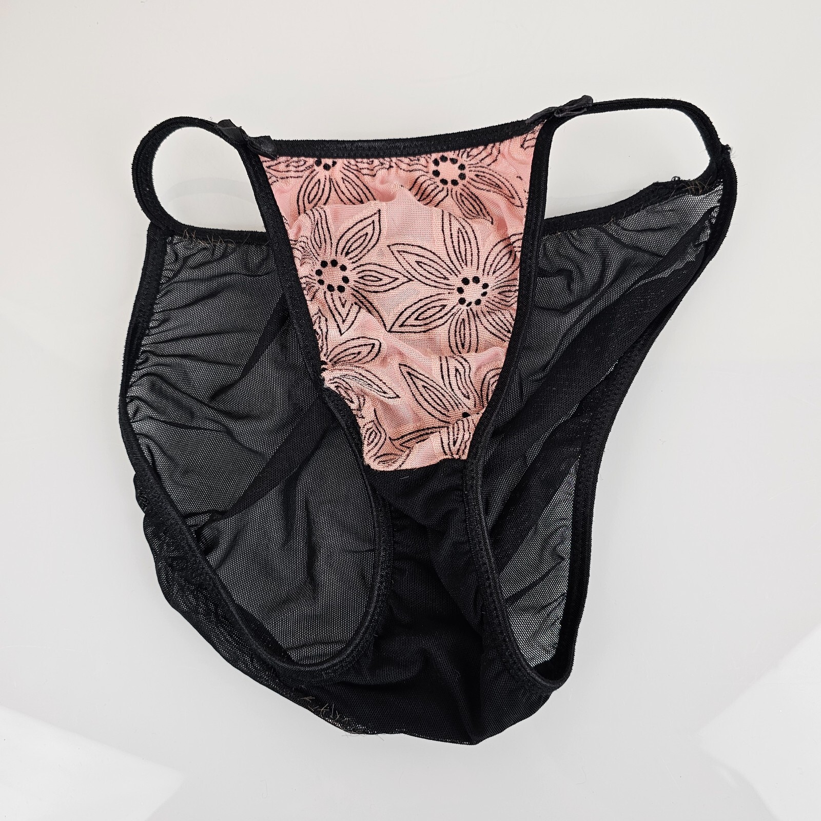 Vintage 90s Biatta Sheer Black Mesh Netting String Bikini Panties S Small 5