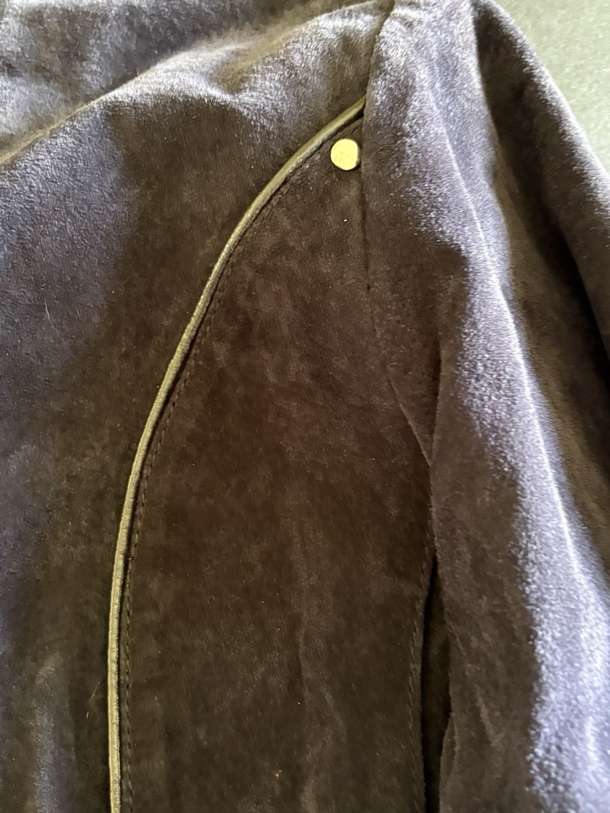 Vintage Bradley Bayou Navy Blue Suede Leather Jacket Plus Size 1X Zipper