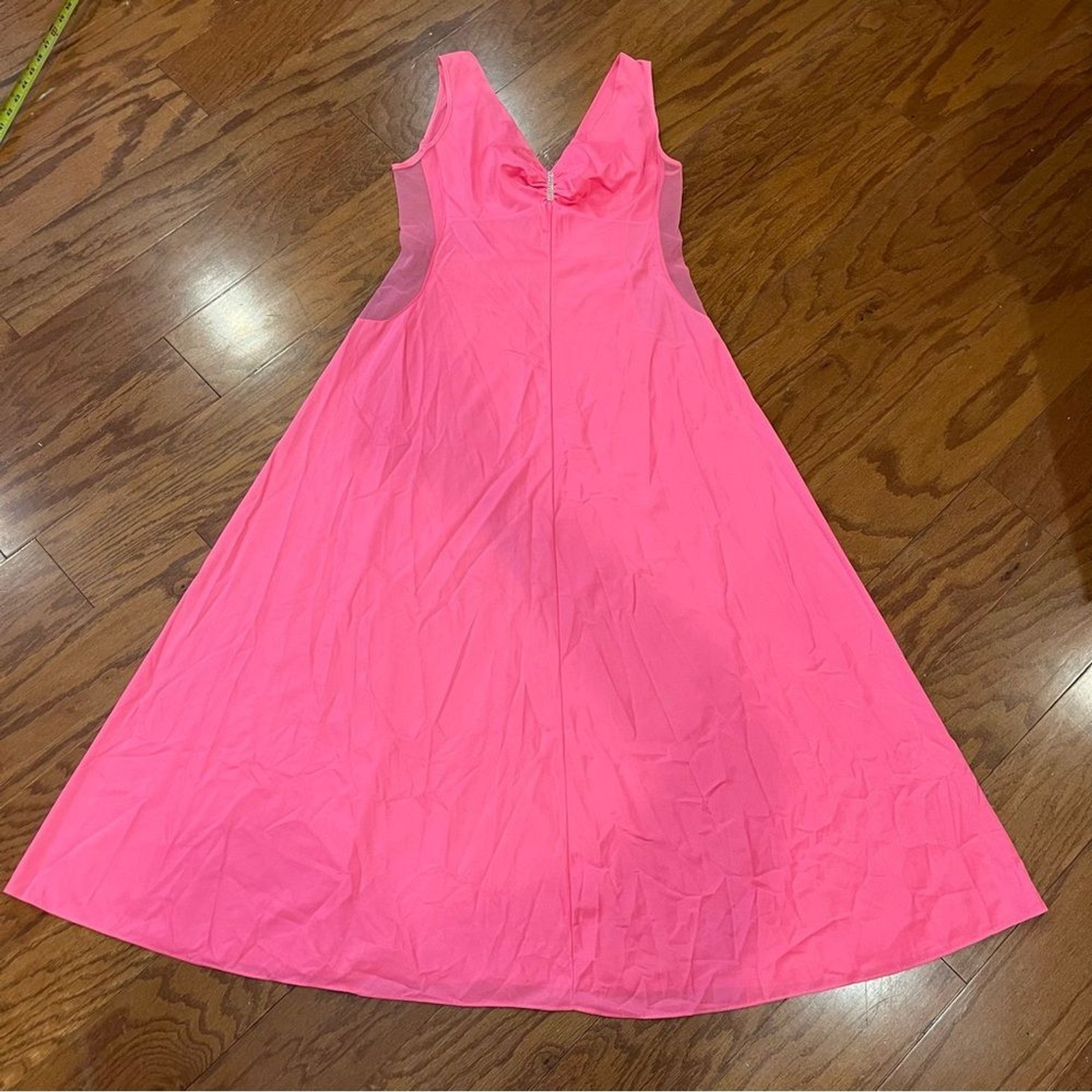 Vintage 60s – 70s Deena of California pink Full Sweep Night Gown Maxi Dress
